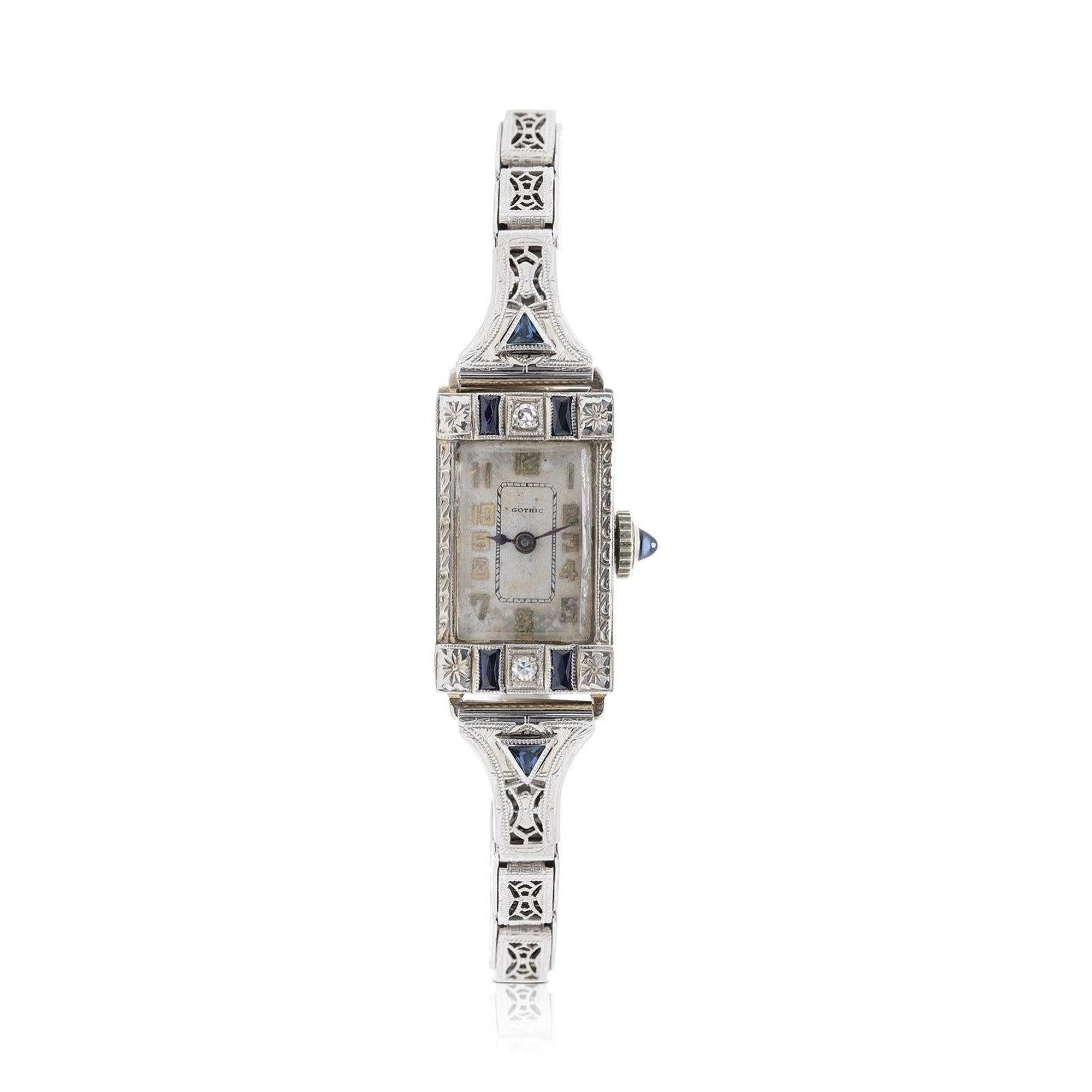 Antique White Gold & Diamond Gothic Watch