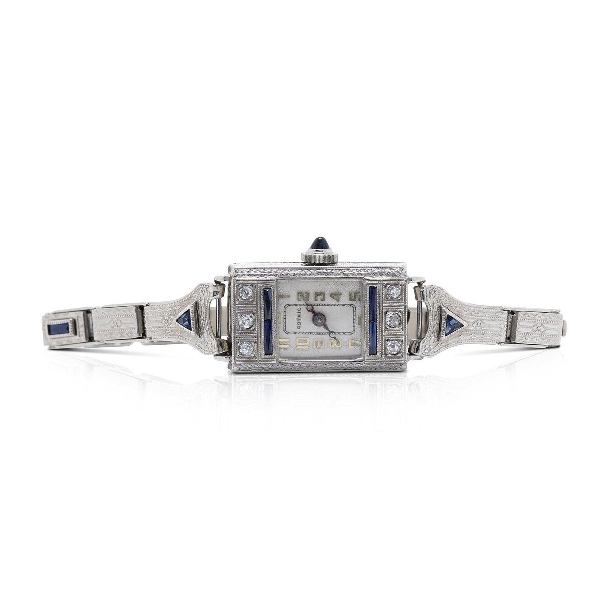 Antique White Gold & Diamond Gothic Watch