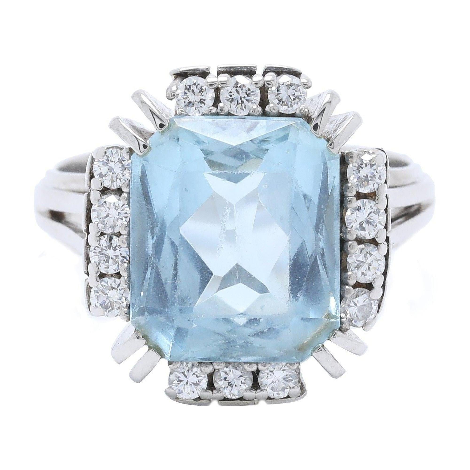 Aquamarine & Diamond Cocktail Ring