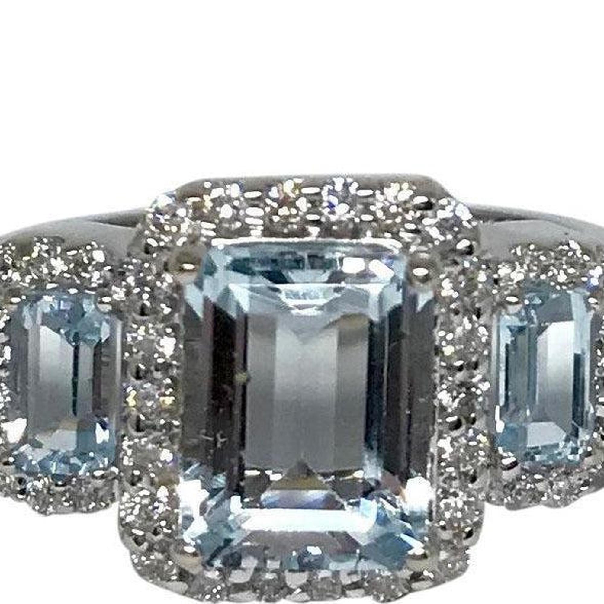 Aquamarine & Diamond Cocktail Ring