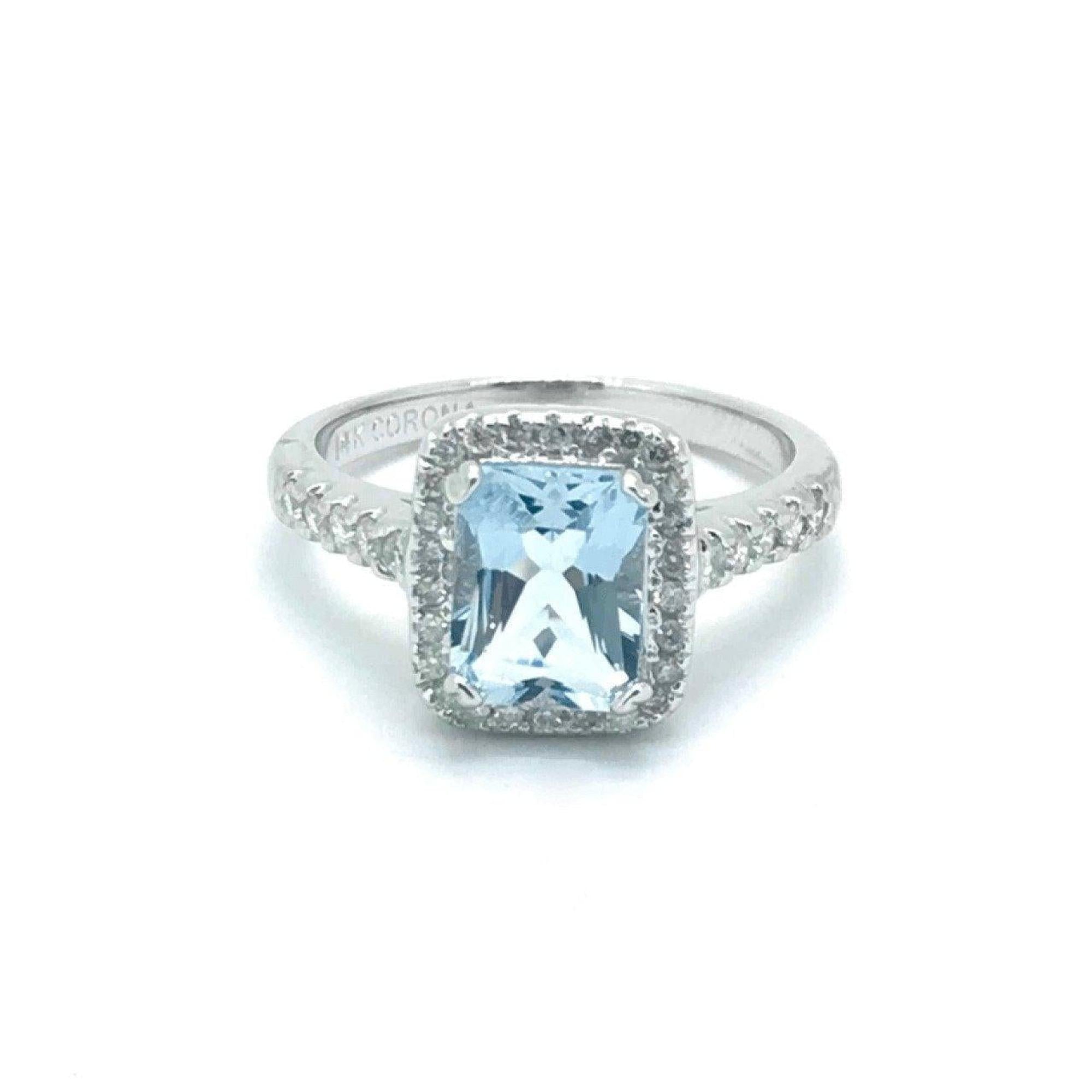 Aquamarine and Diamond Cocktail Ring