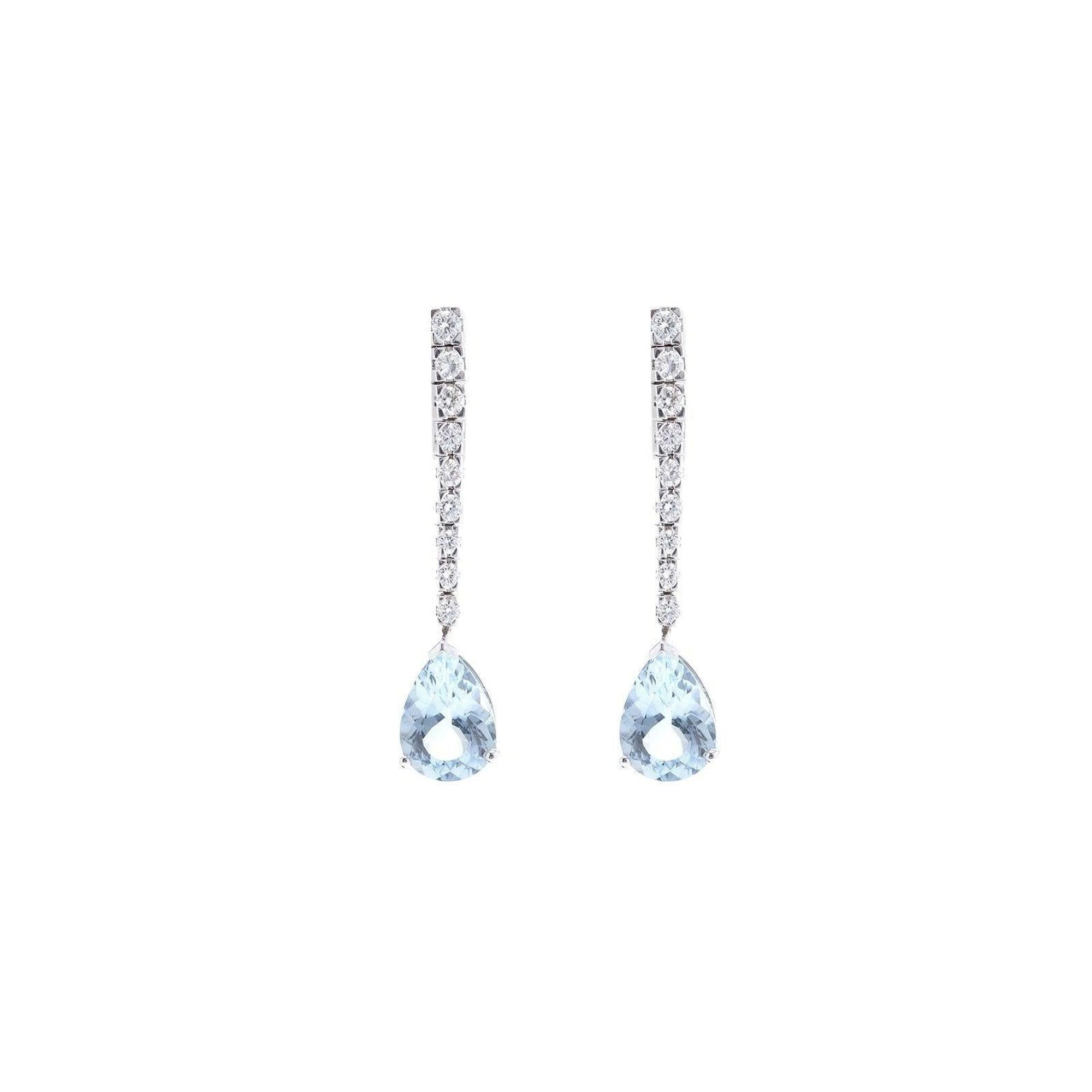 Aquamarine and Diamond Drop Earrings