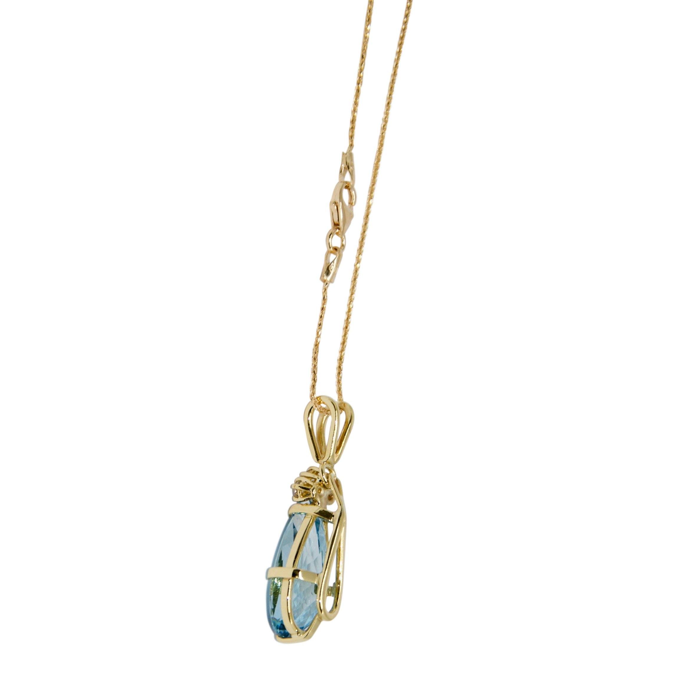 Aquamarine and Diamond Pendant Necklace