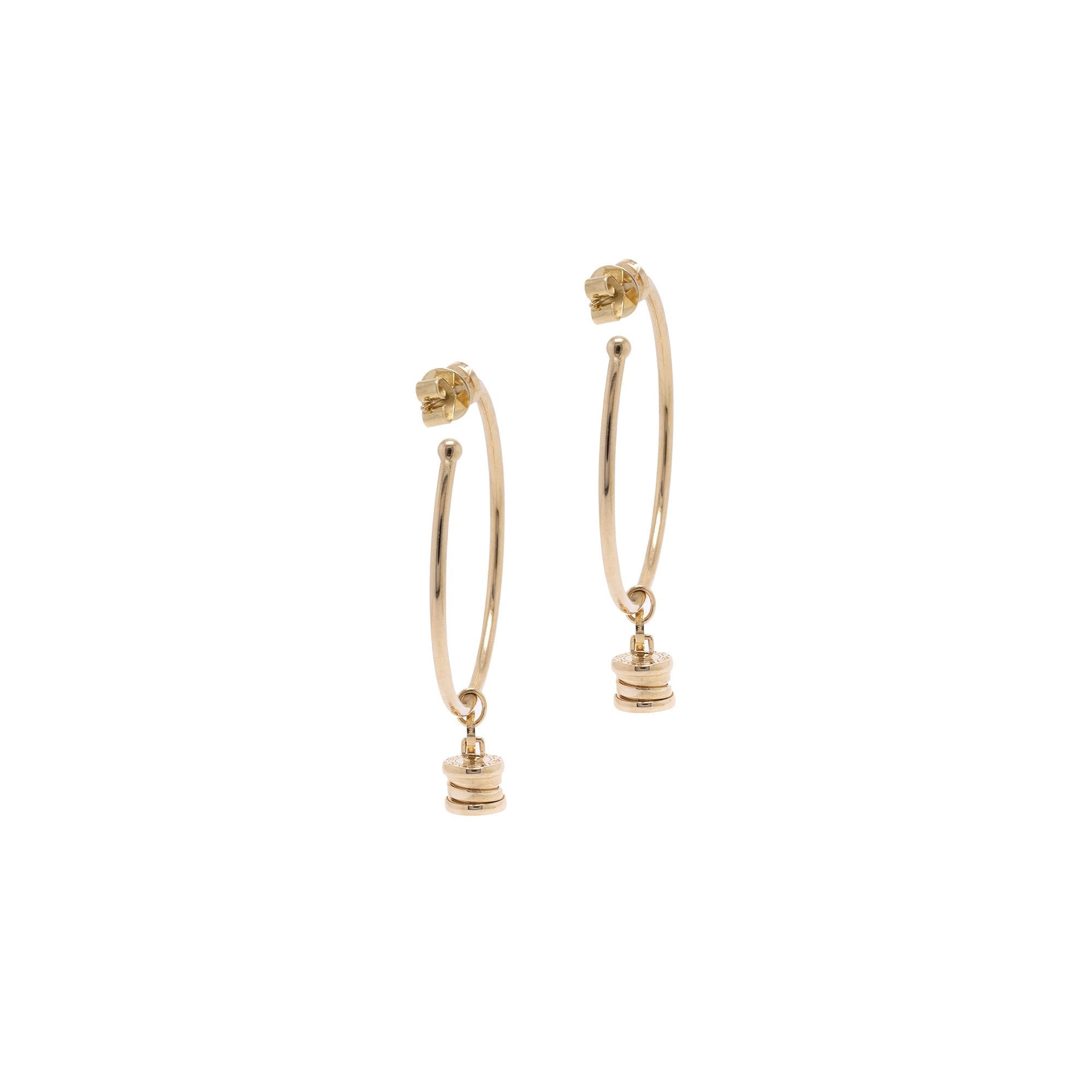 BVLGARI 18k Gold B.Zero 1 Dangle Hoop Earrings