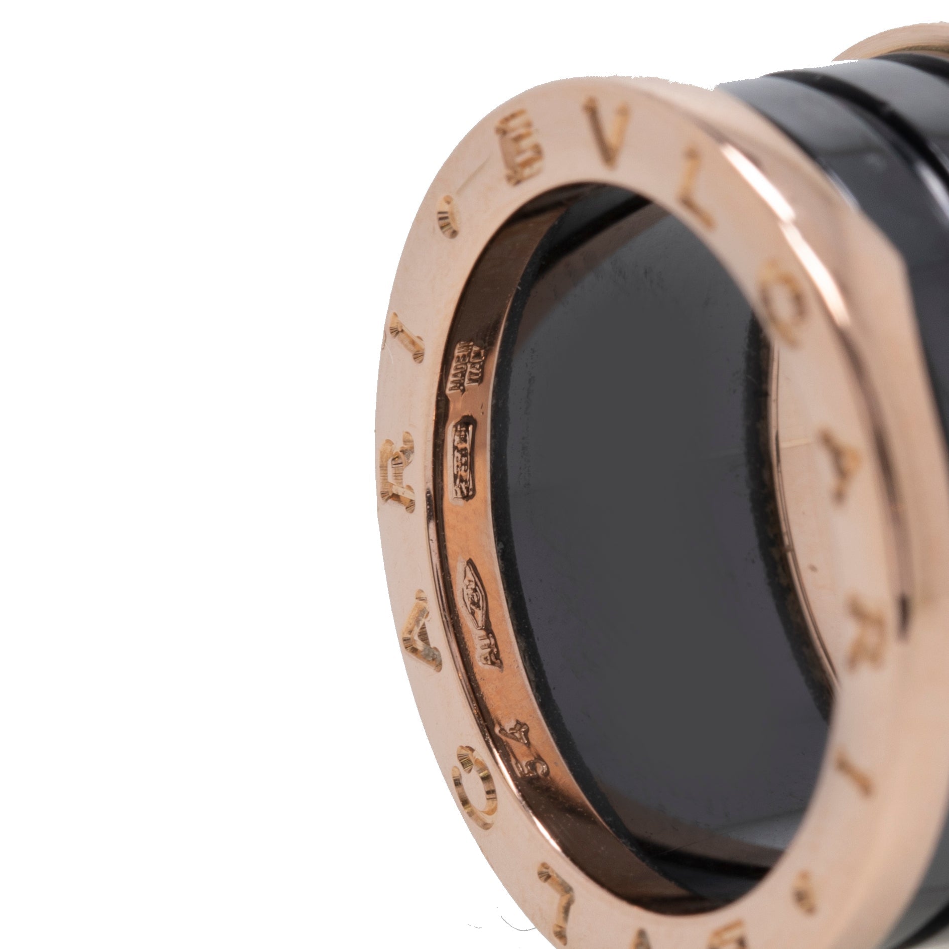 BVLGARI 18k Rose Gold B.Zero1 Black Ceramic Four-Band Ring