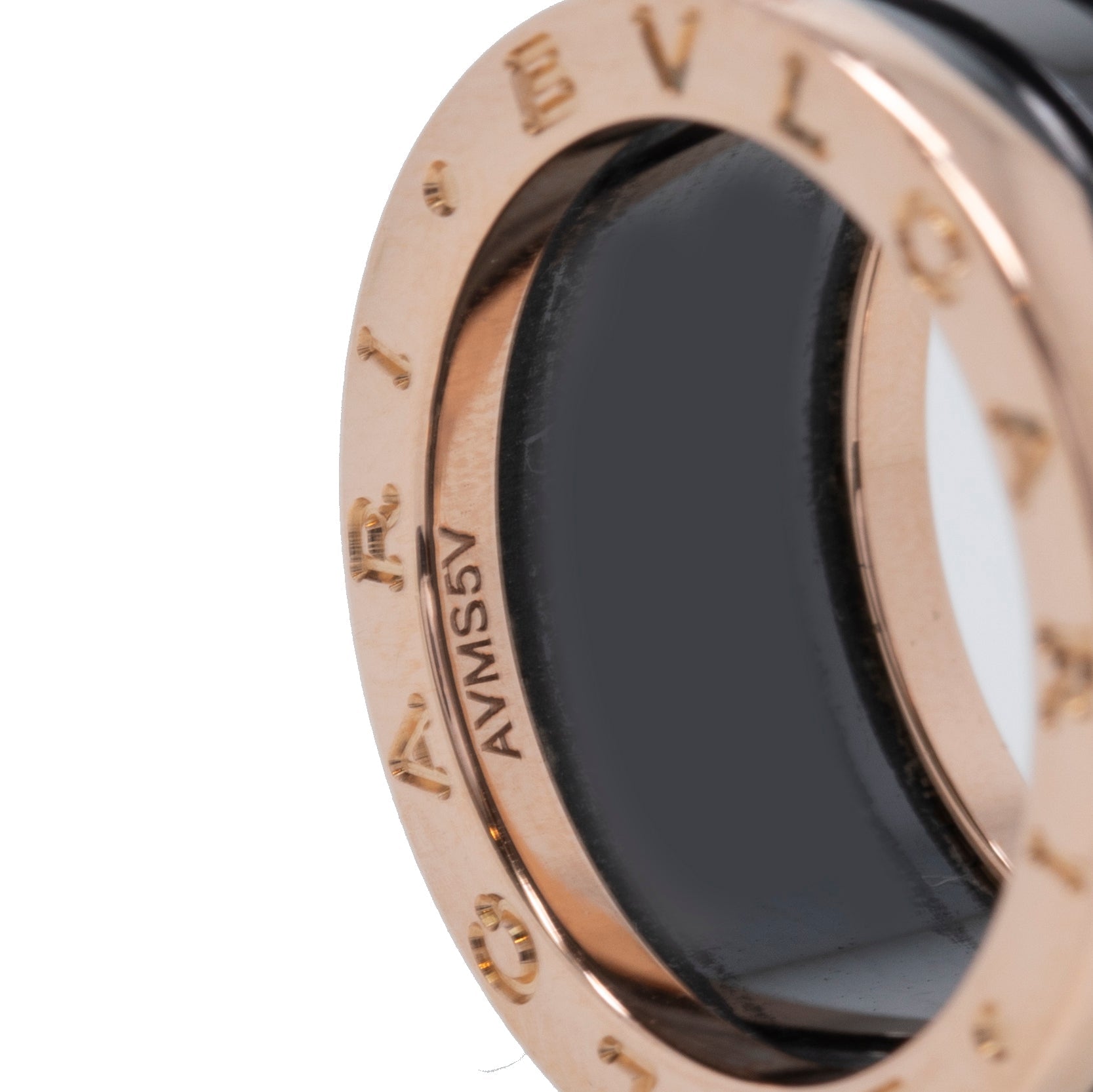 BVLGARI 18k Rose Gold B.Zero1 Black Ceramic Four-Band Ring