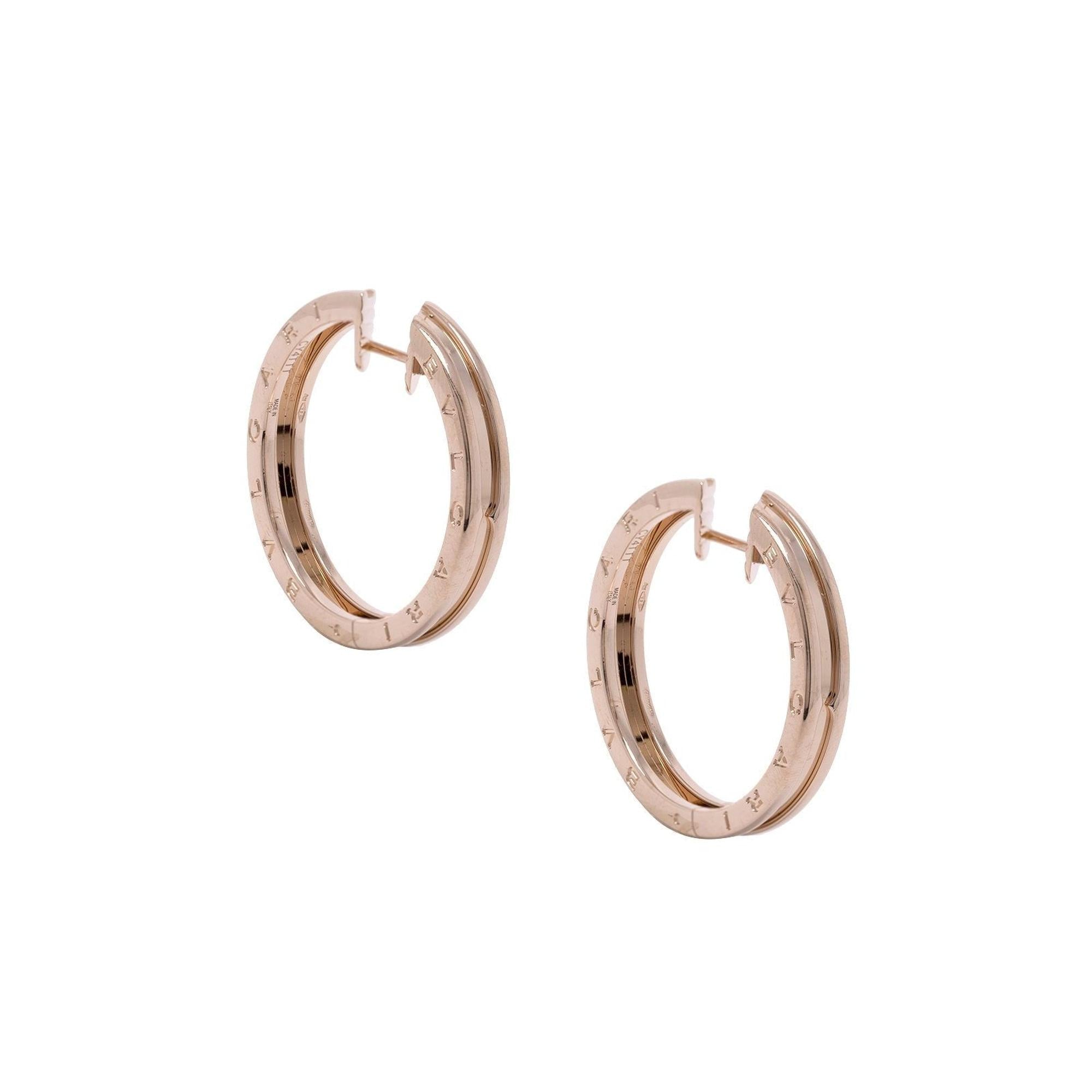 BVLGARI 18k Rose Gold B.Zero1 Hoop Earrings