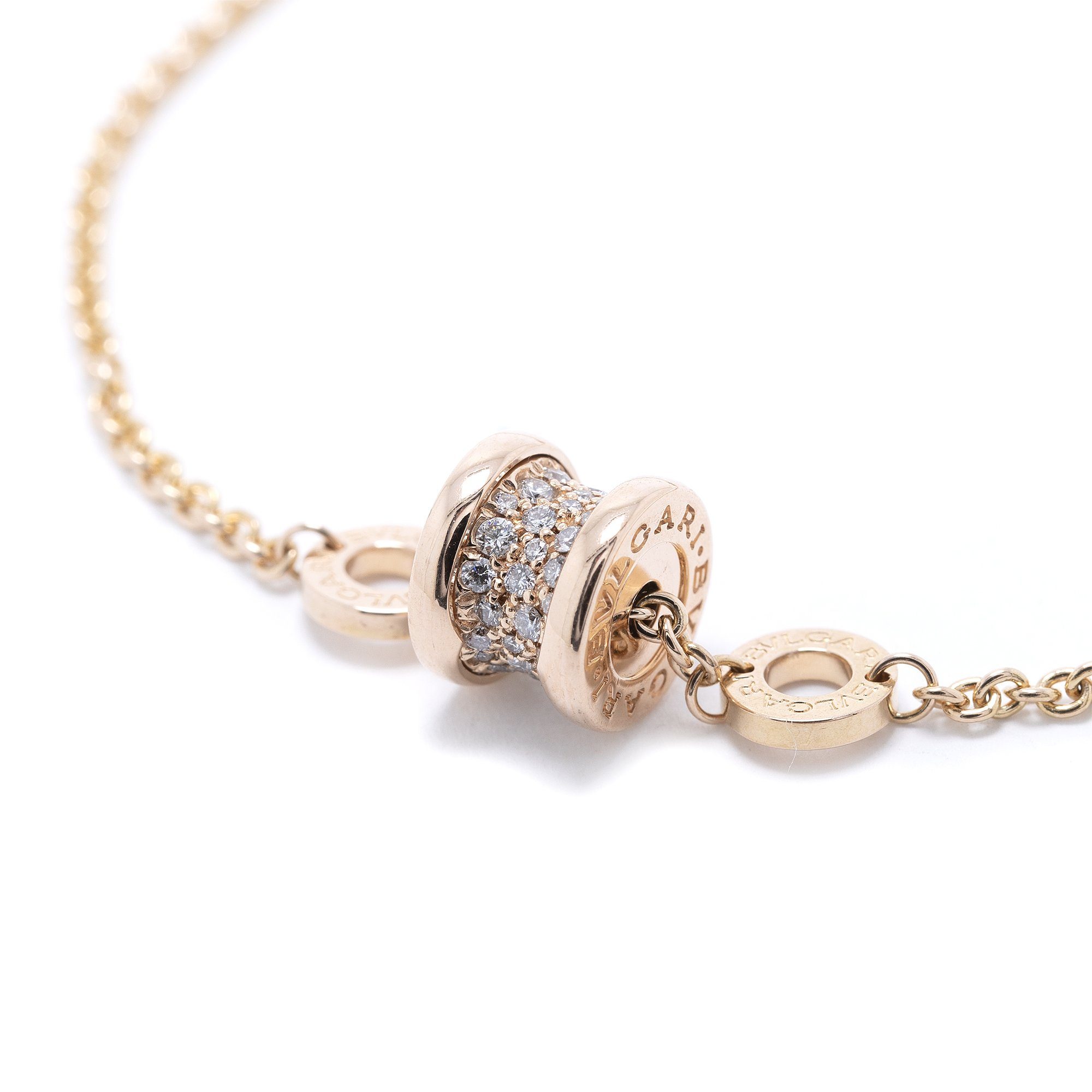 BVLGARI 18k Rose Gold B.Zero1 Pave Diamond Bracelet