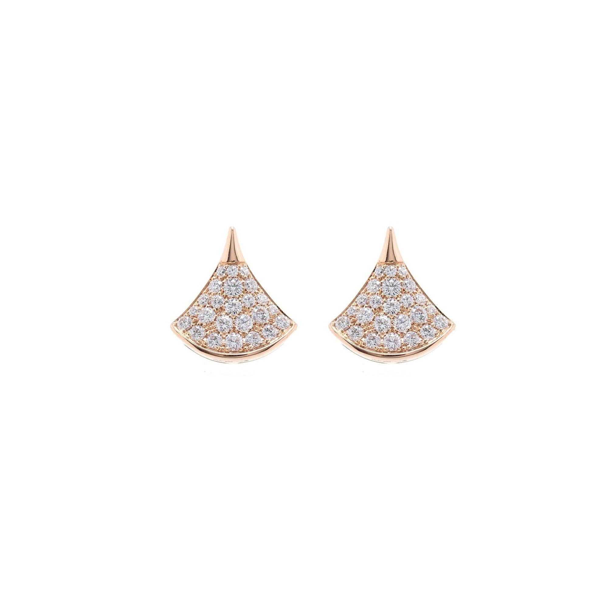 BVLGARI 18k Rose Gold Diva's Dream Diamond Stud Earrings