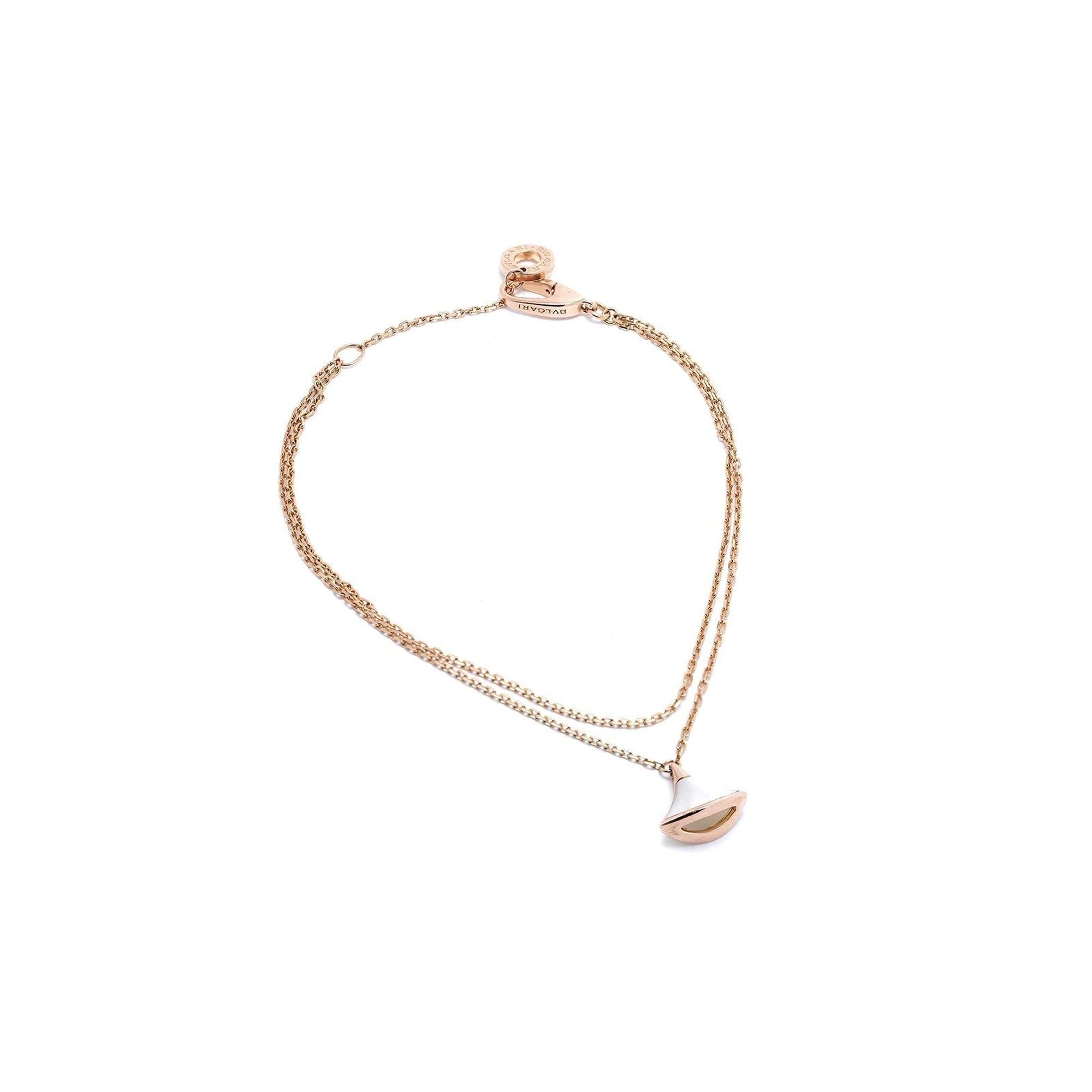 BVLGARI 18k Rose Gold Mother of Pearl Diva's Dream Charm Bracelet