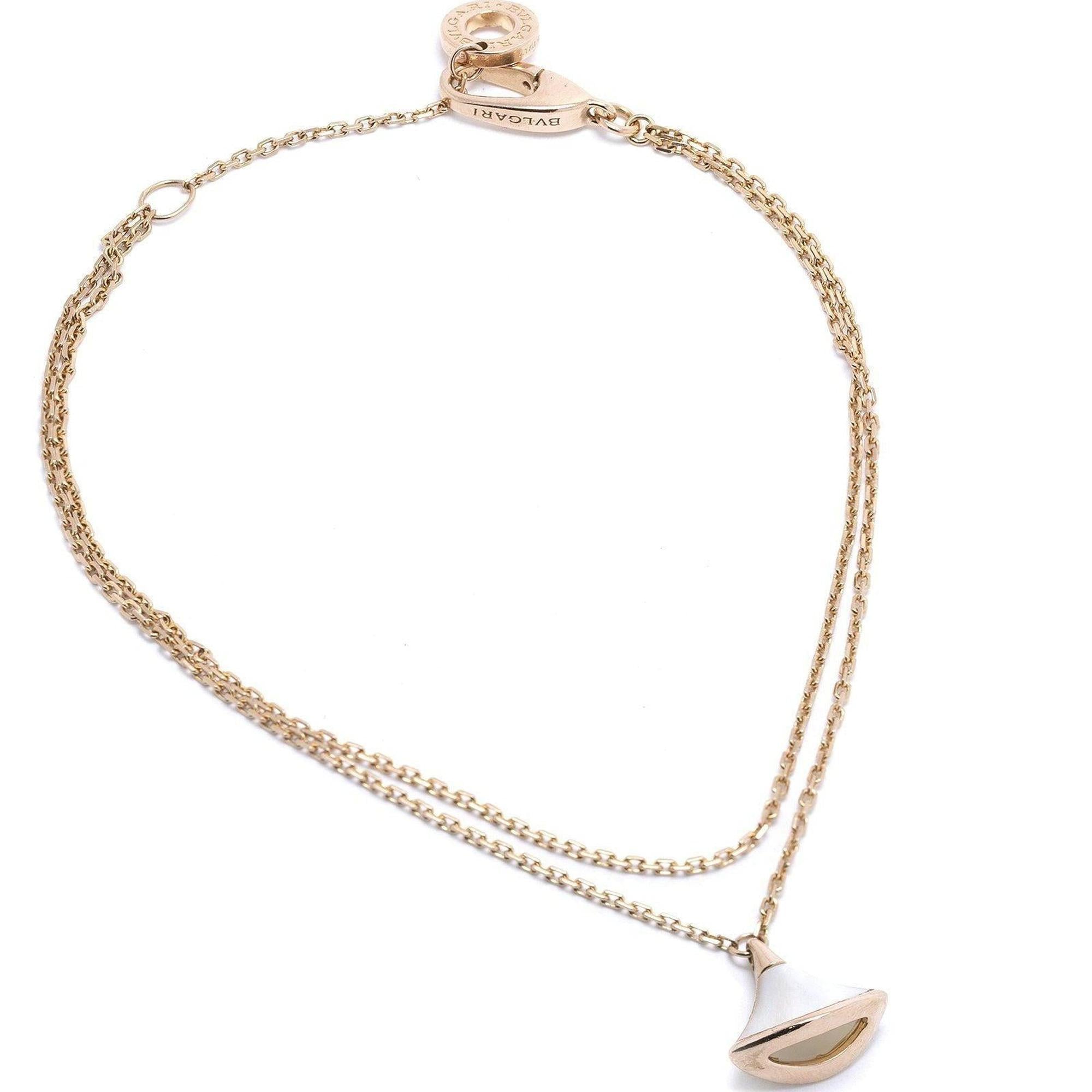 BVLGARI 18k Rose Gold Mother of Pearl Diva's Dream Charm Bracelet