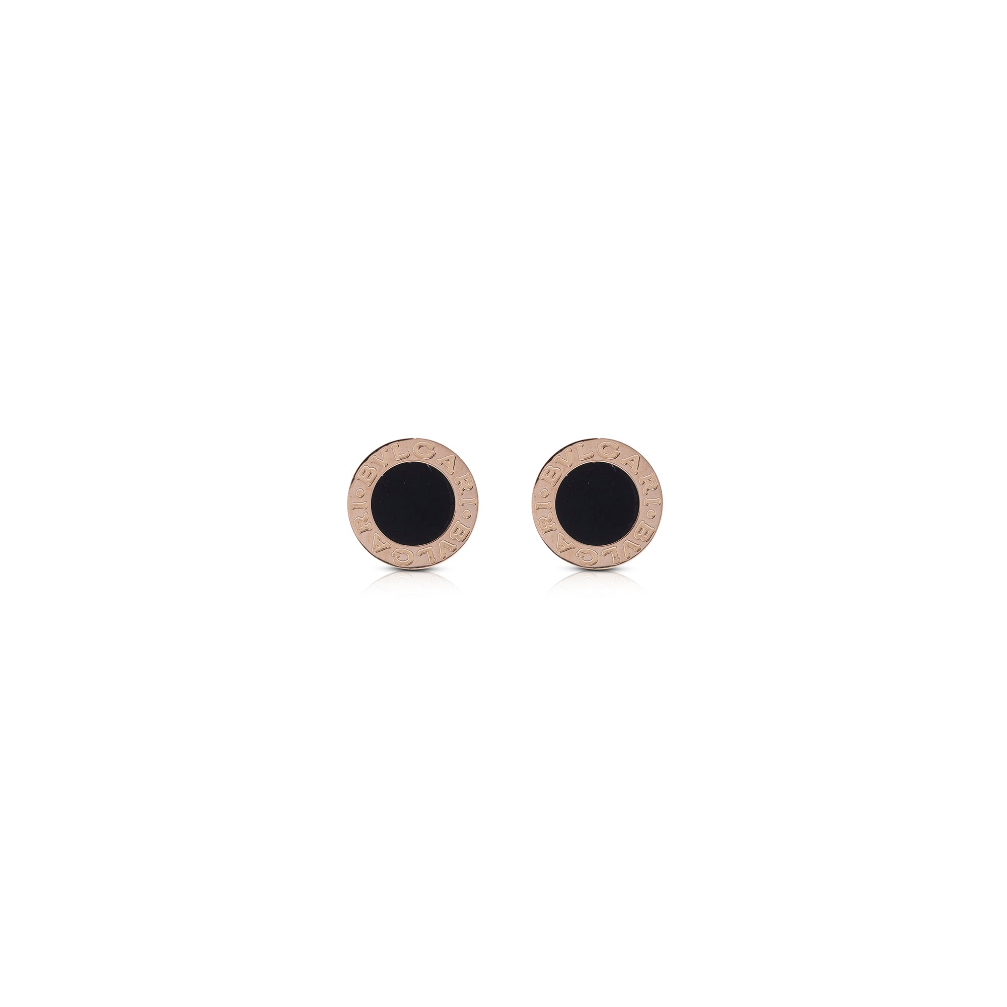 BVLGARI 18k Rose Gold Onyx Stud Earrings