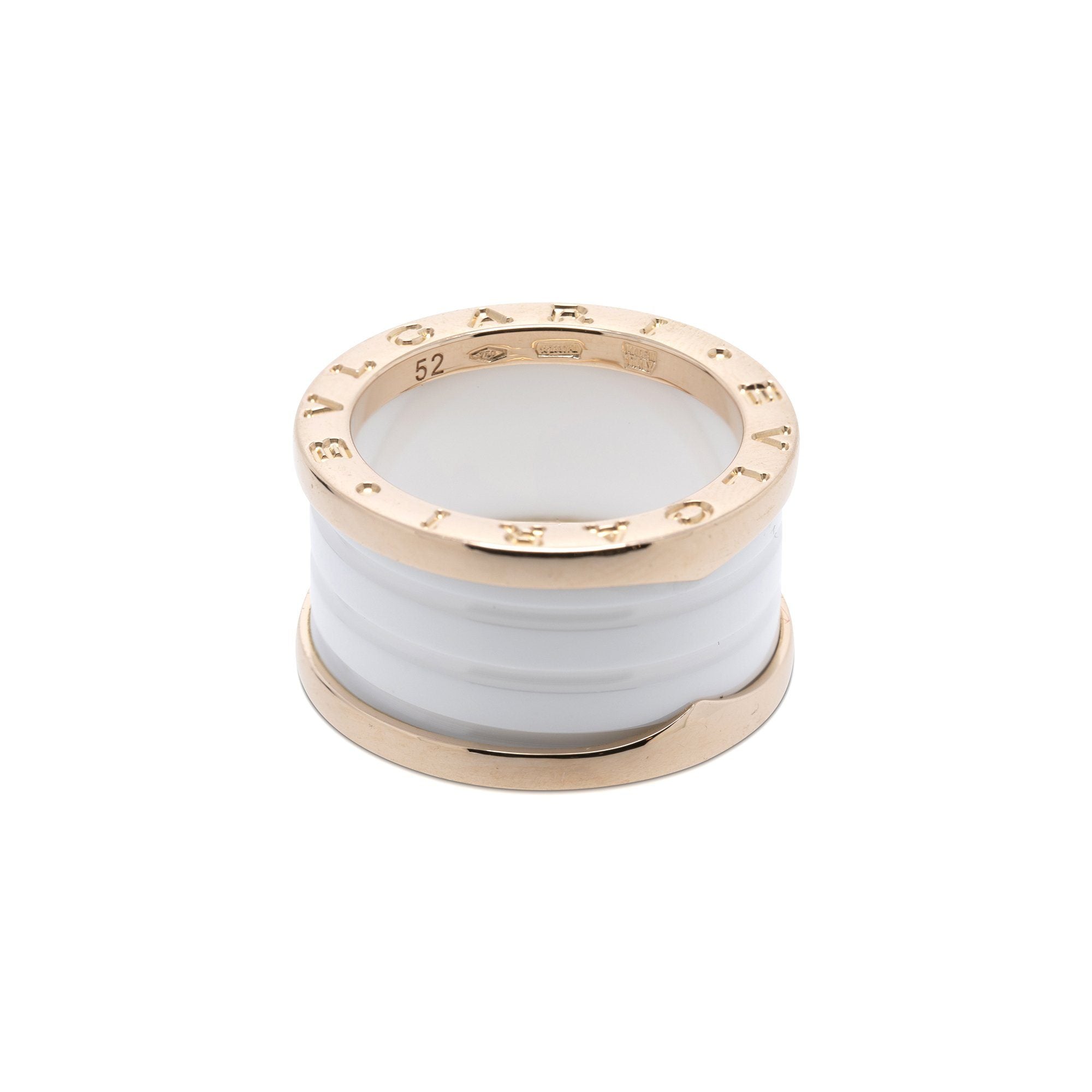 BVLGARI 18k Rose Gold & White Ceramic B.Zero1 Four-Band Ring