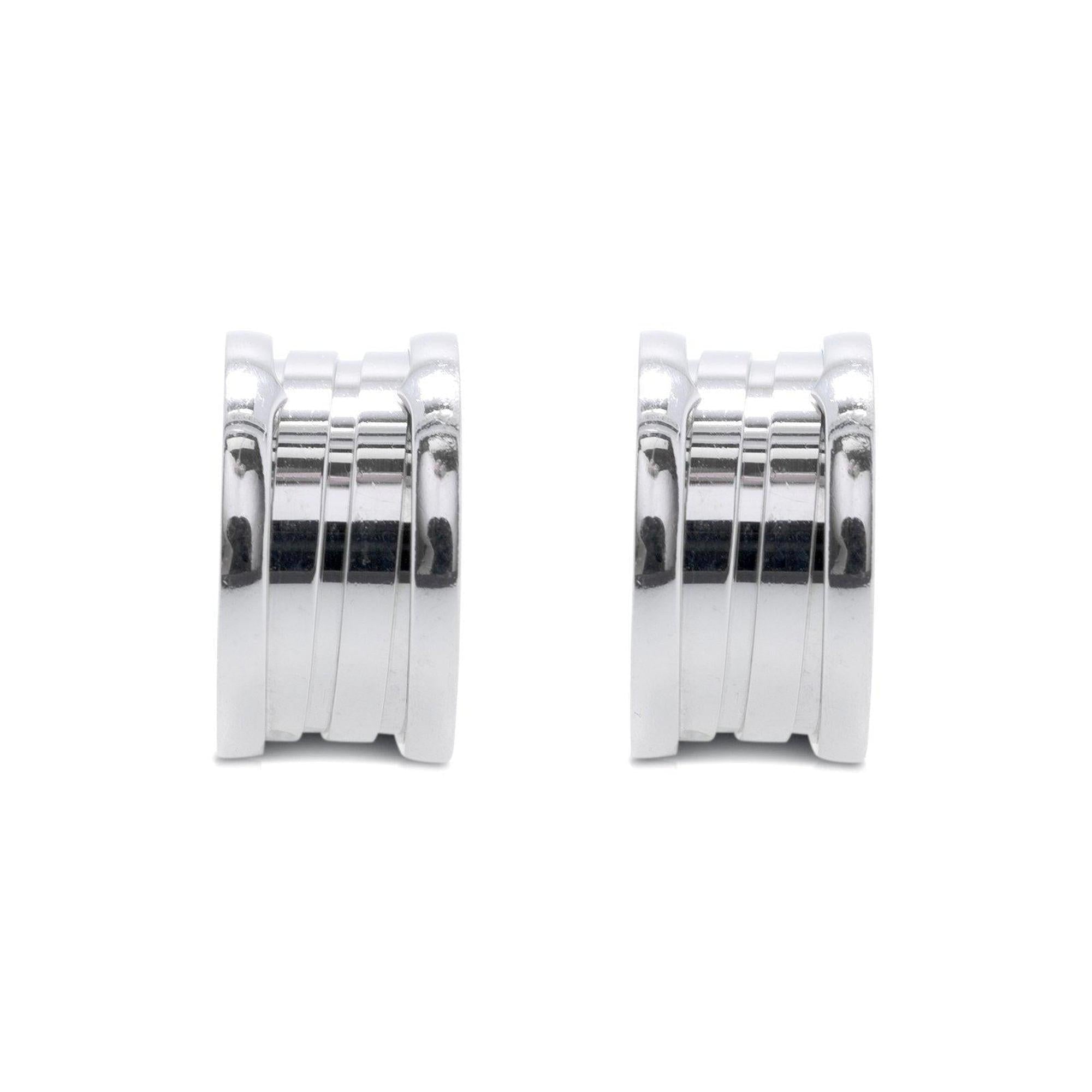 BVLGARI 18k White Gold B.Zero 1 Hoop Earrings