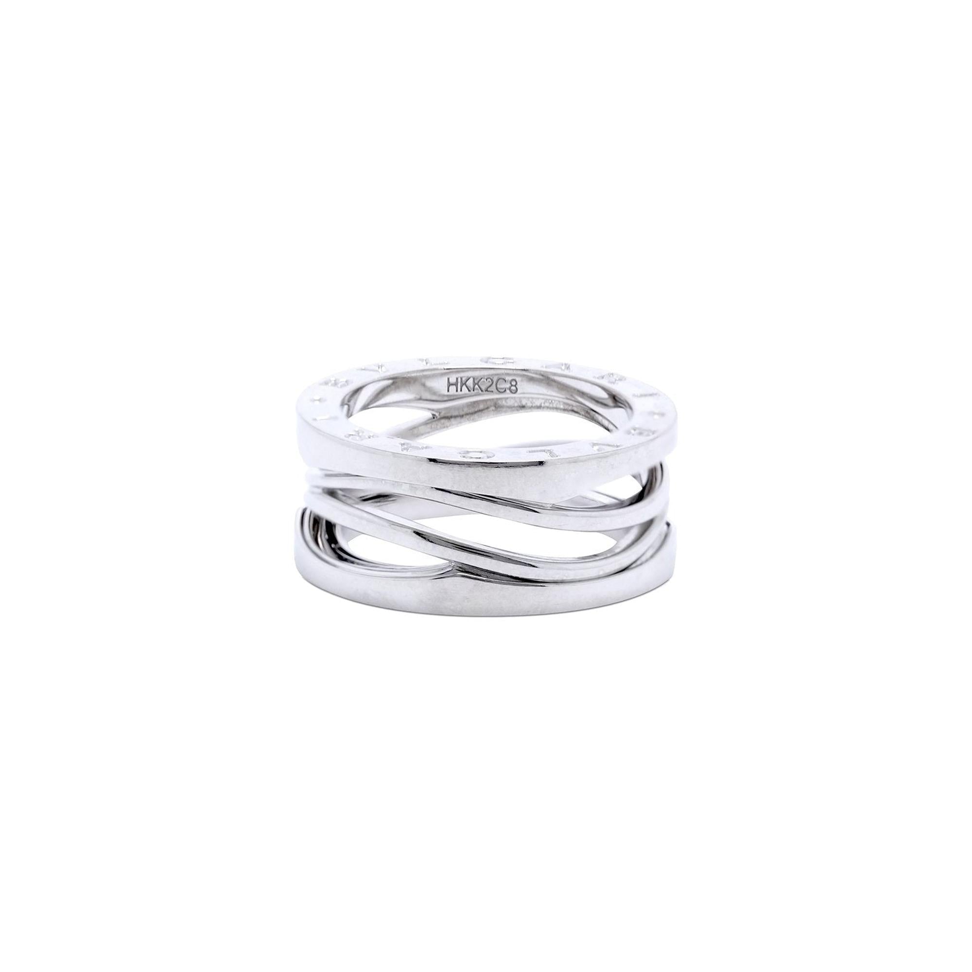 BVLGARI 18k White Gold B.Zero1 Design Legend Three-Band Ring w/ Box