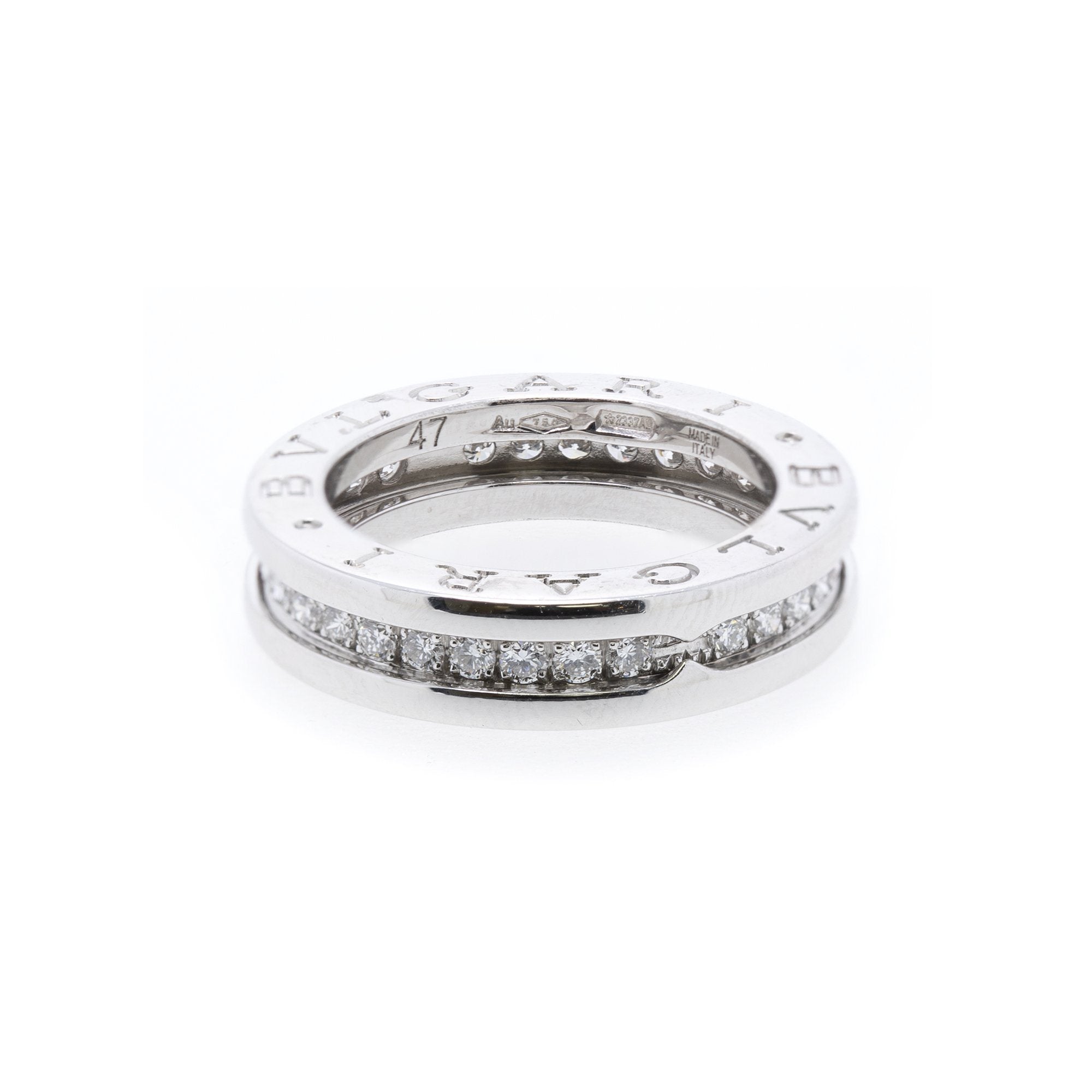 BVLGARI 18k White Gold B.Zero1 One-Band Ring w/ Diamonds