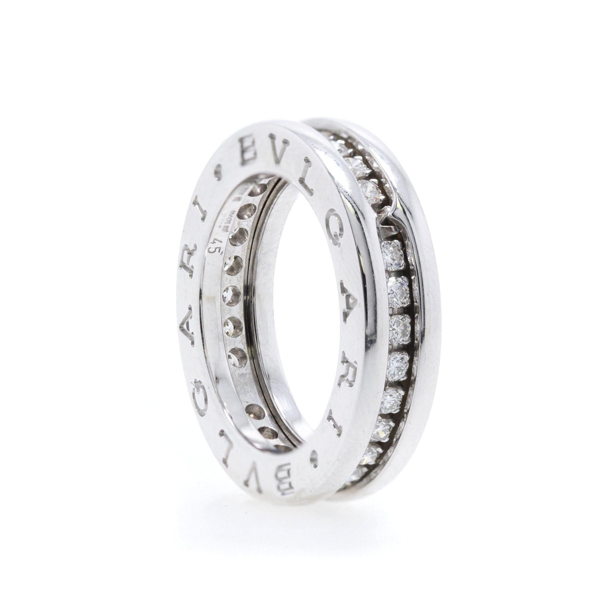 BVLGARI 18k White Gold B.Zero1 One-Band Ring w/ Diamonds