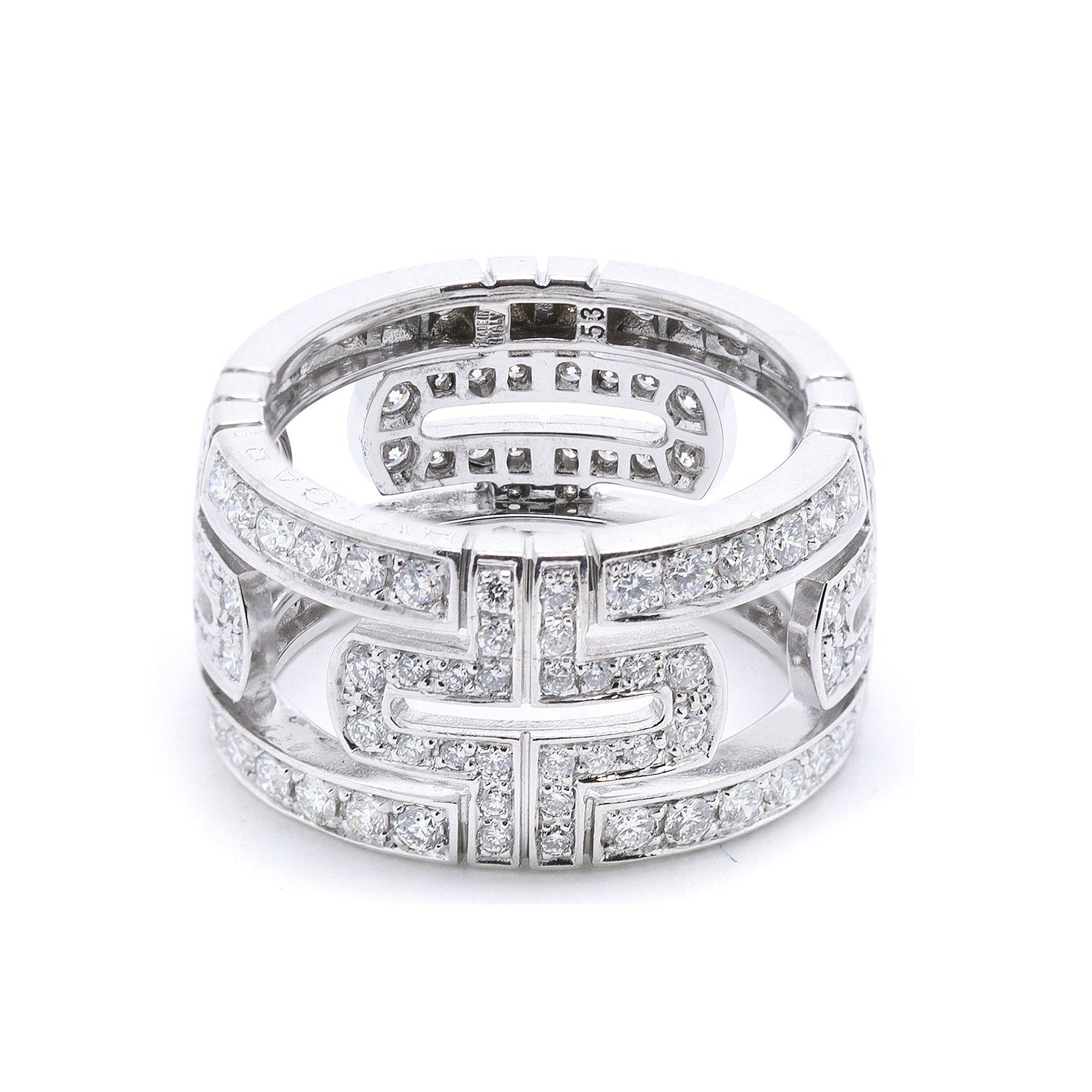 BVLGARI 18k White Gold Diamond Parentesi Ring
