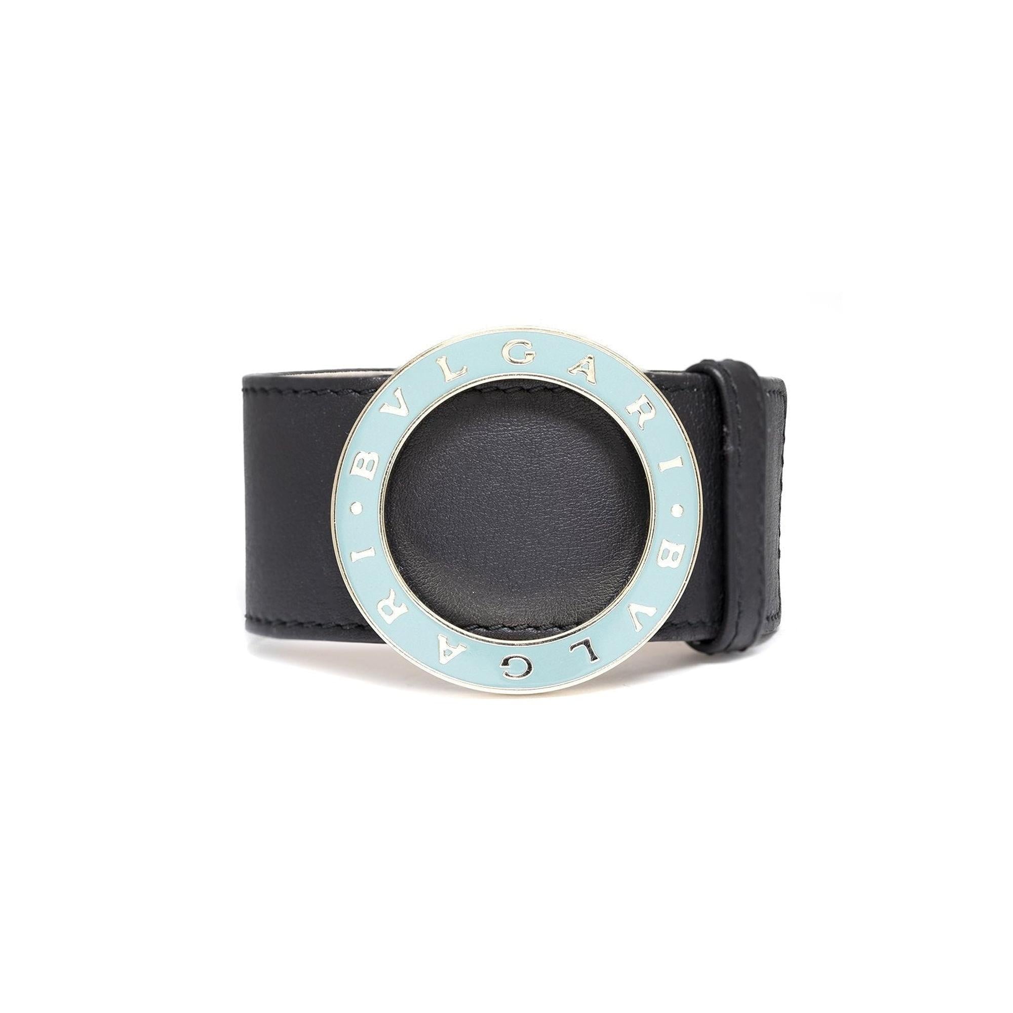 BVLGARI BVLGARI Wide Leather Bracelet w/ Certificate