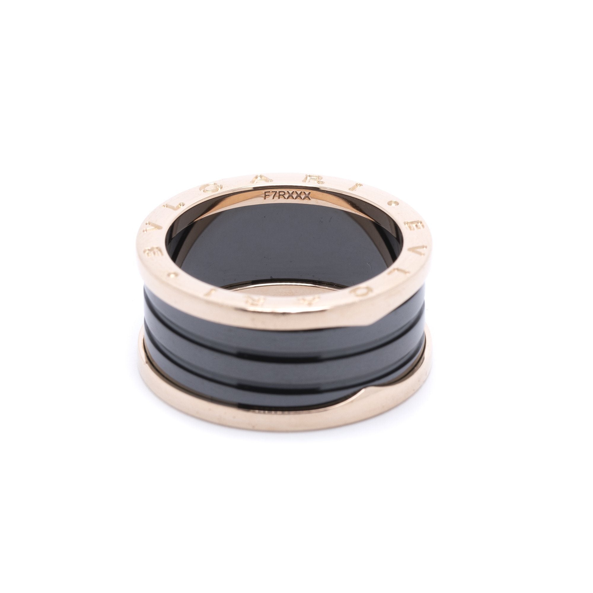 BVLGARI B.Zero1 Four-Band Ring with Rose Gold and Black Ceramic
