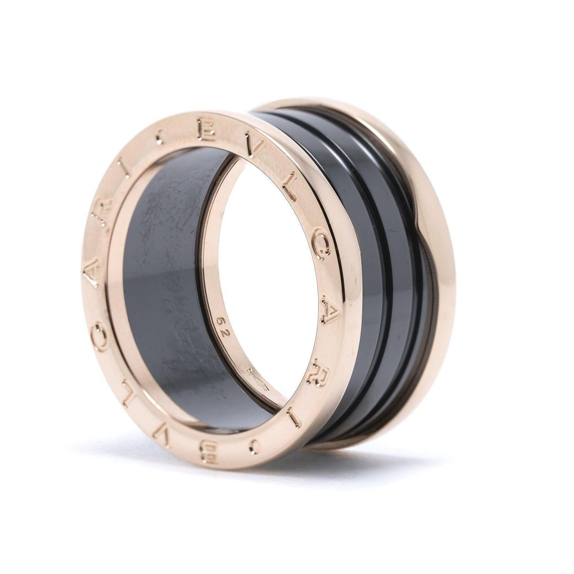 BVLGARI B.Zero1 Four-Band Ring with Rose Gold and Black Ceramic