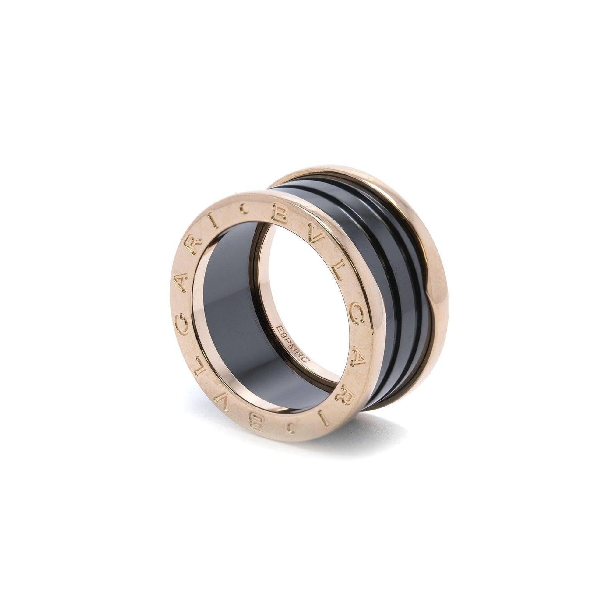 BVLGARI B.Zero1 Four-Band Ring with Rose Gold and Black Ceramic