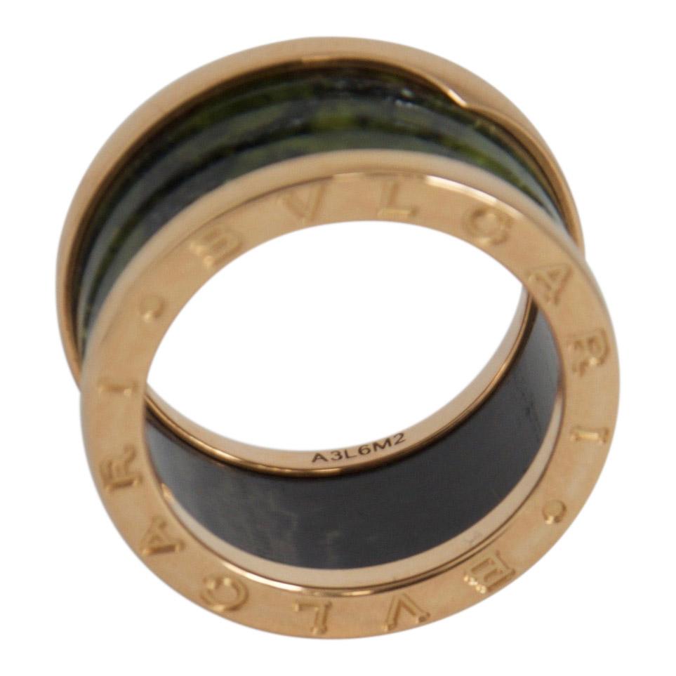 BVLGARI B.Zero1 Four-Band Ring with Rose Gold and Green Marble