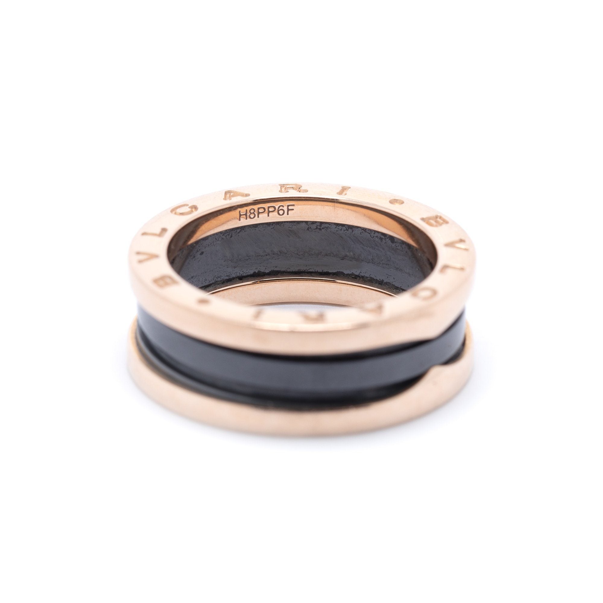 BVLGARI B.Zero1 Two-Band Ring with Rose Gold and Black Ceramic