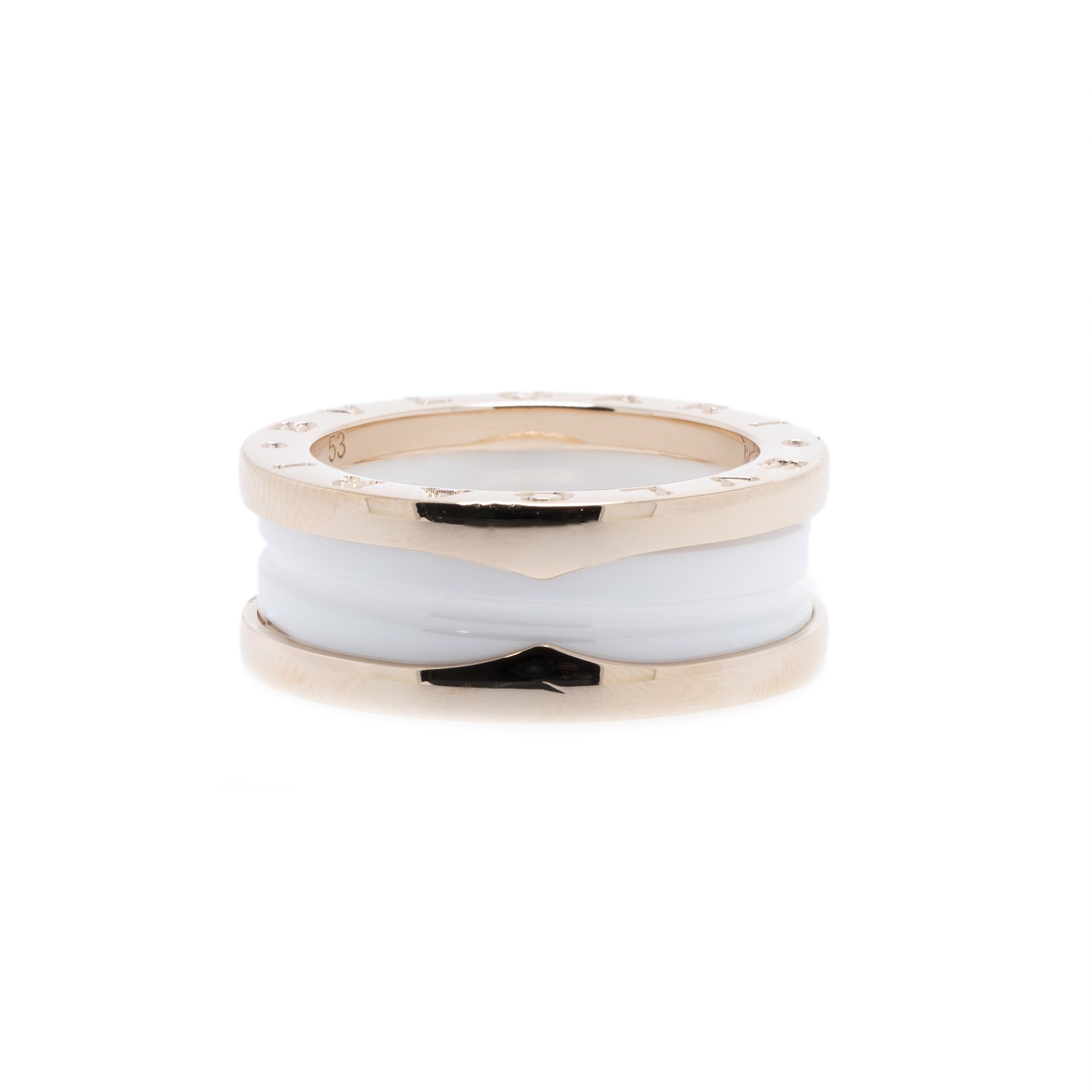 BVLGARI B.Zero1 Two-Band Ring with Rose Gold and White Ceramic
