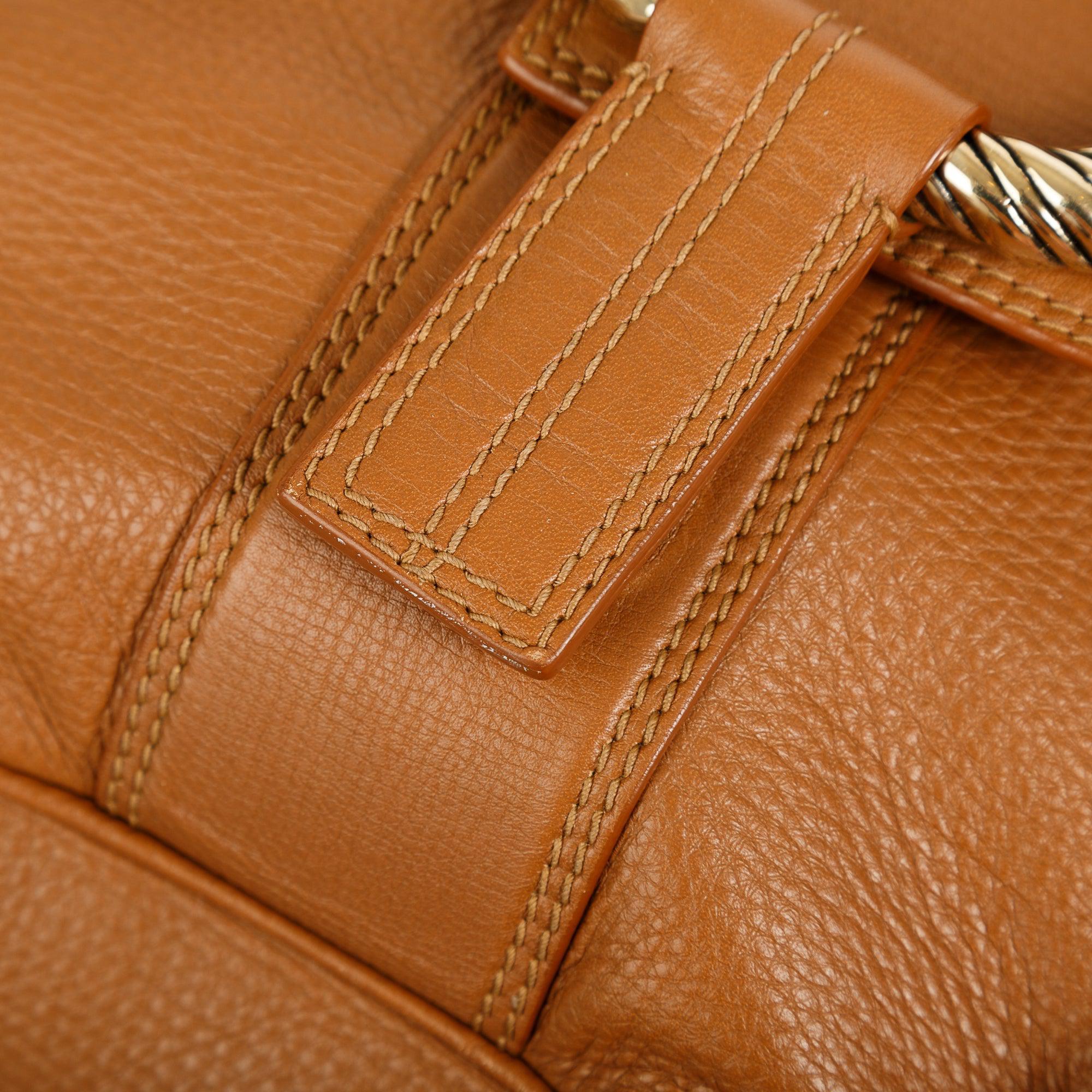 BVLGARI Brown Leather Leoni Satchel w/ Strap
