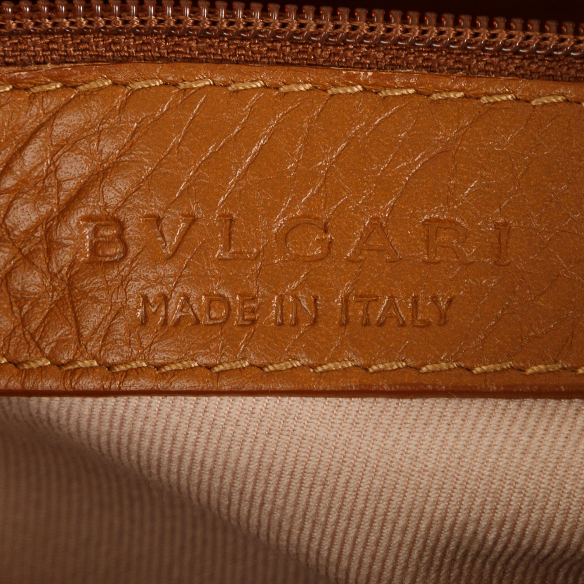 BVLGARI Brown Leather Leoni Satchel w/ Strap