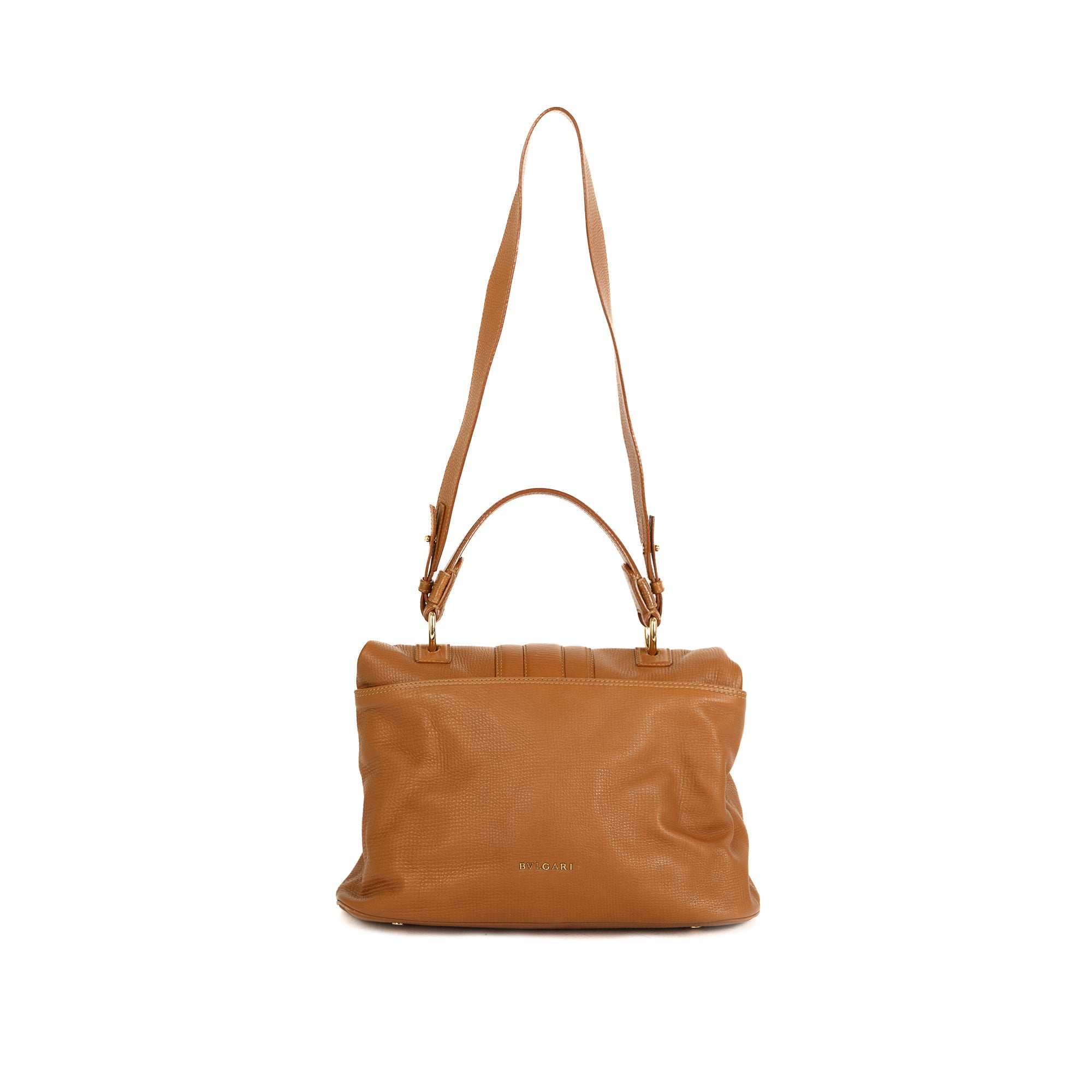 BVLGARI Brown Leather Leoni Satchel w/ Strap