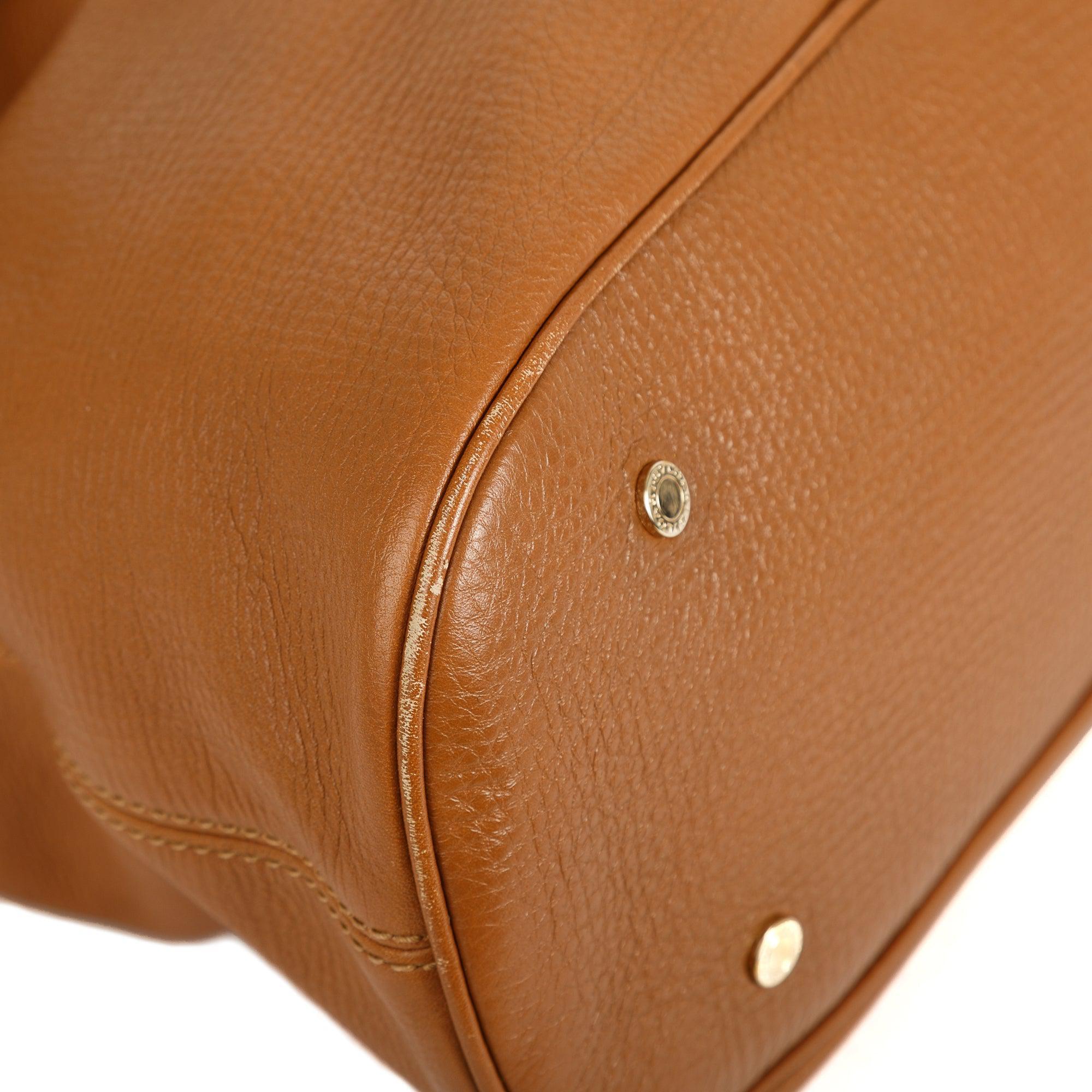 BVLGARI Brown Leather Leoni Satchel w/ Strap