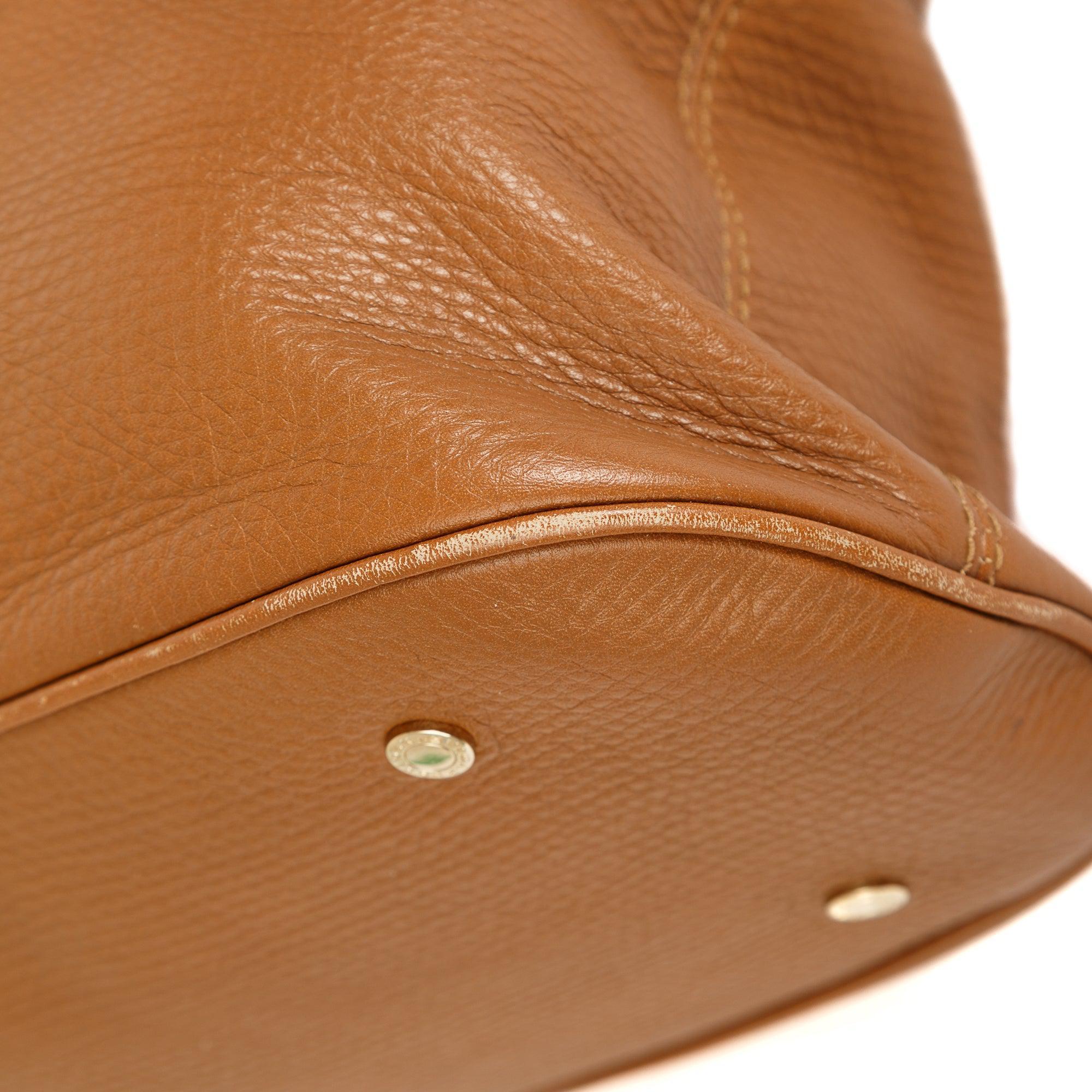 BVLGARI Brown Leather Leoni Satchel w/ Strap