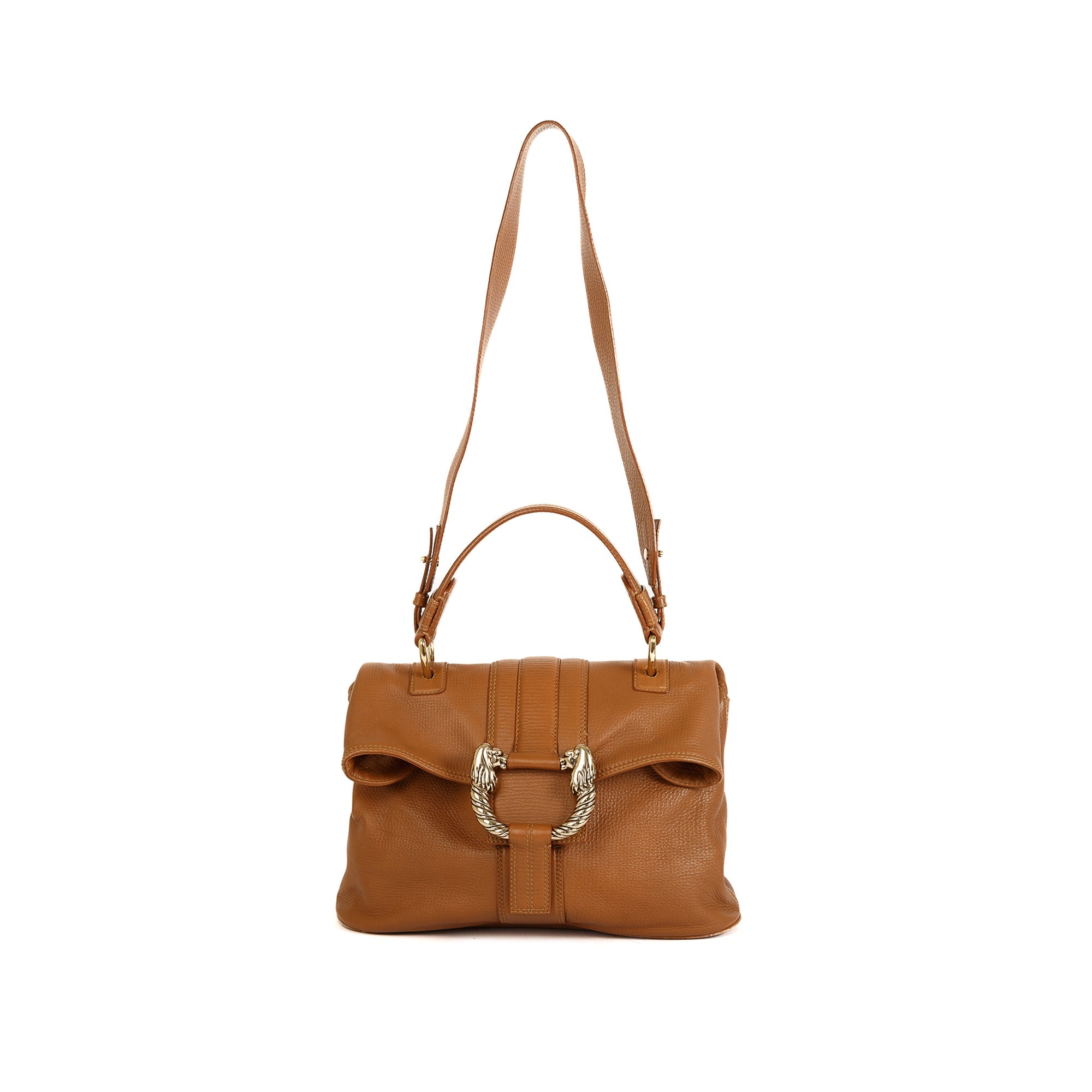 BVLGARI Brown Leather Leoni Satchel w/ Strap