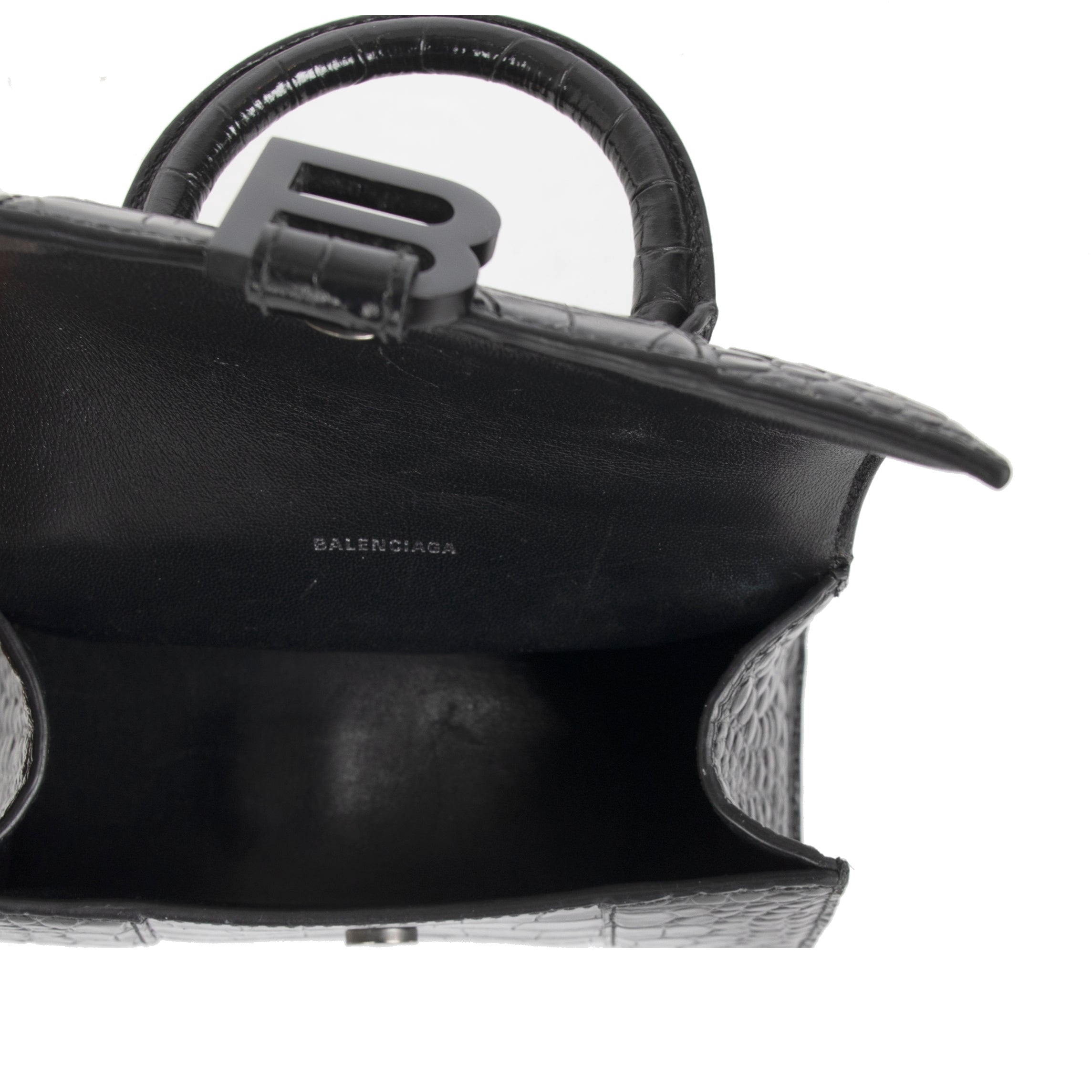 Balenciaga Croc-Embossed Graffiti Hourglass XS Top Handle Bag w/ Box