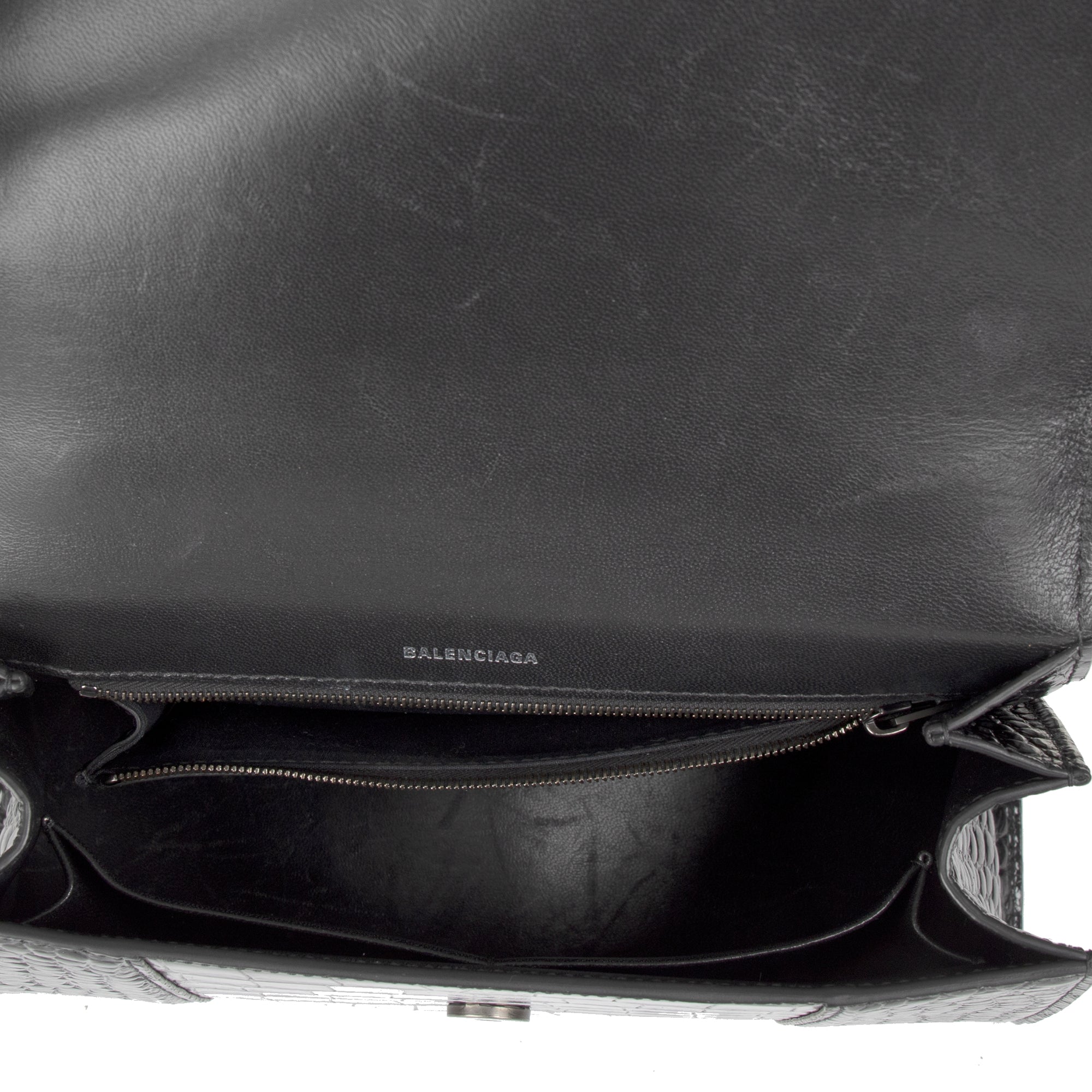 Balenciaga Croc-Embossed Hourglass Medium Top Handle Bag