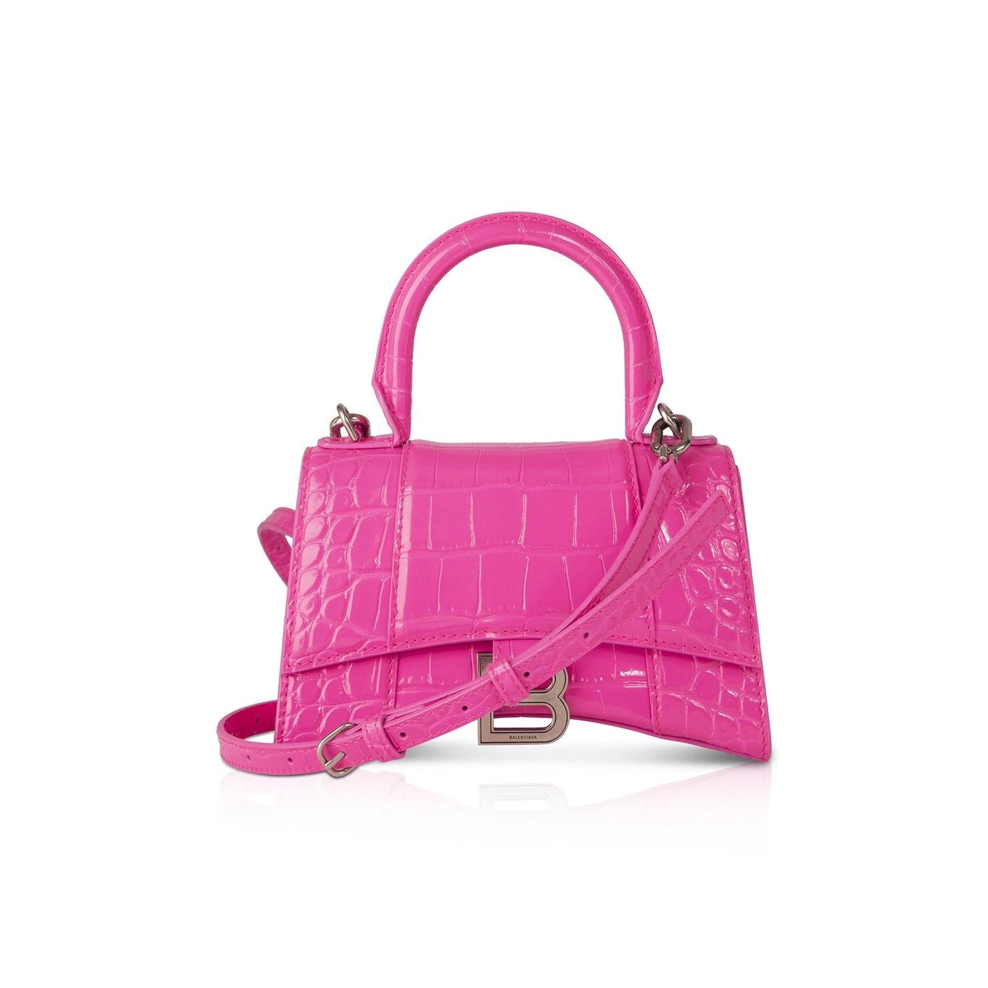Balenciaga Croc-Embossed Hourglass XS Top Handle Bag