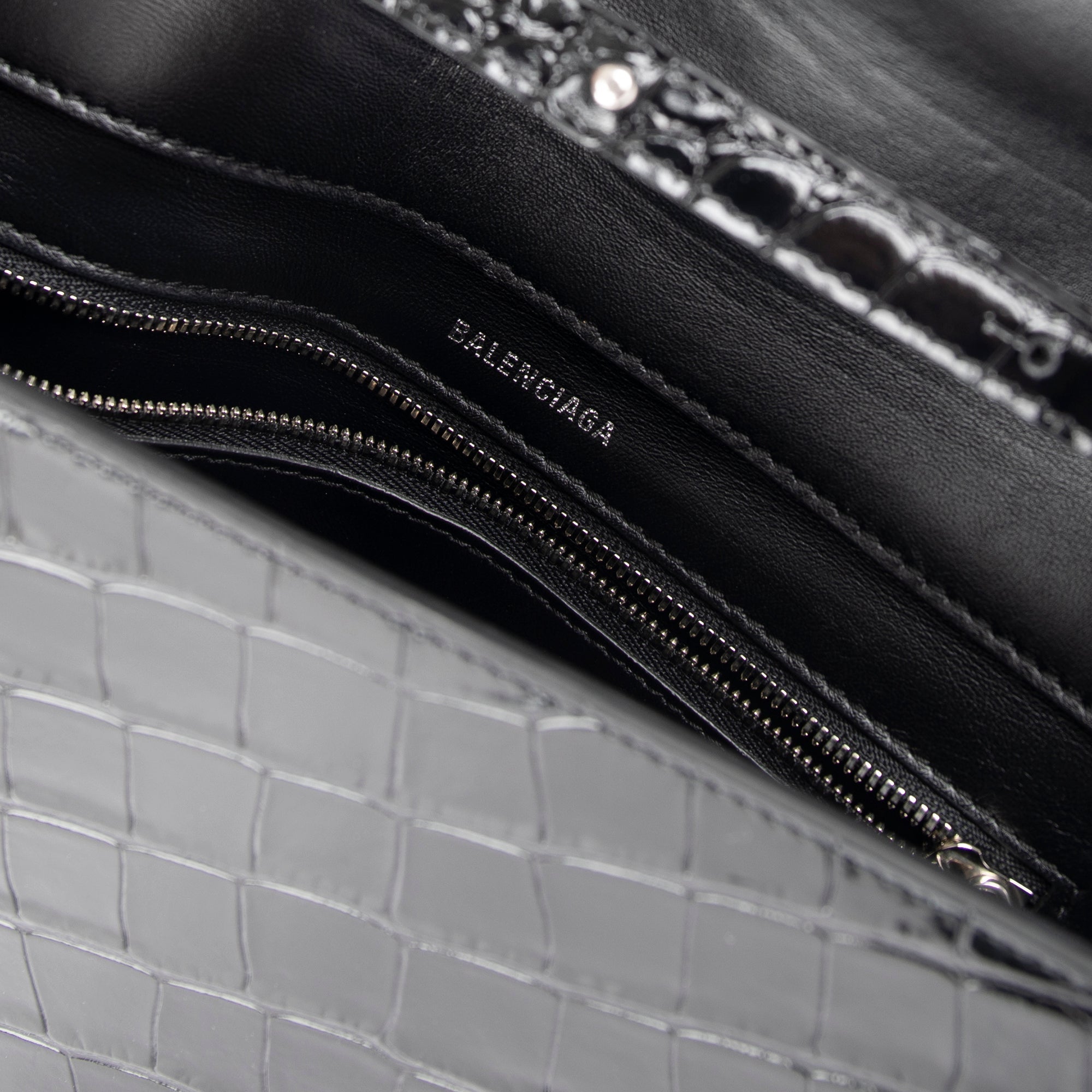 Balenciaga Croc-Embossed Triangle Bag