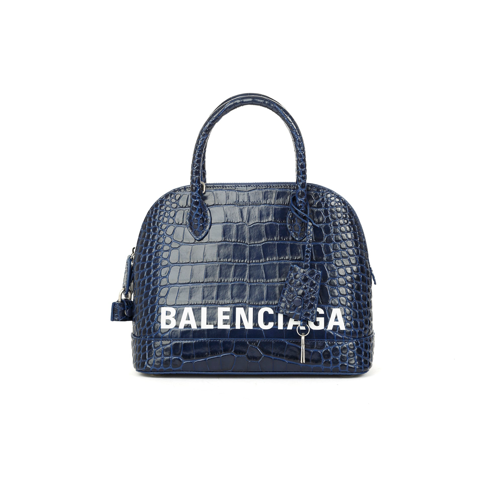 Balenciaga Croc Embossed Ville S Top Handle Bag w/ Strap