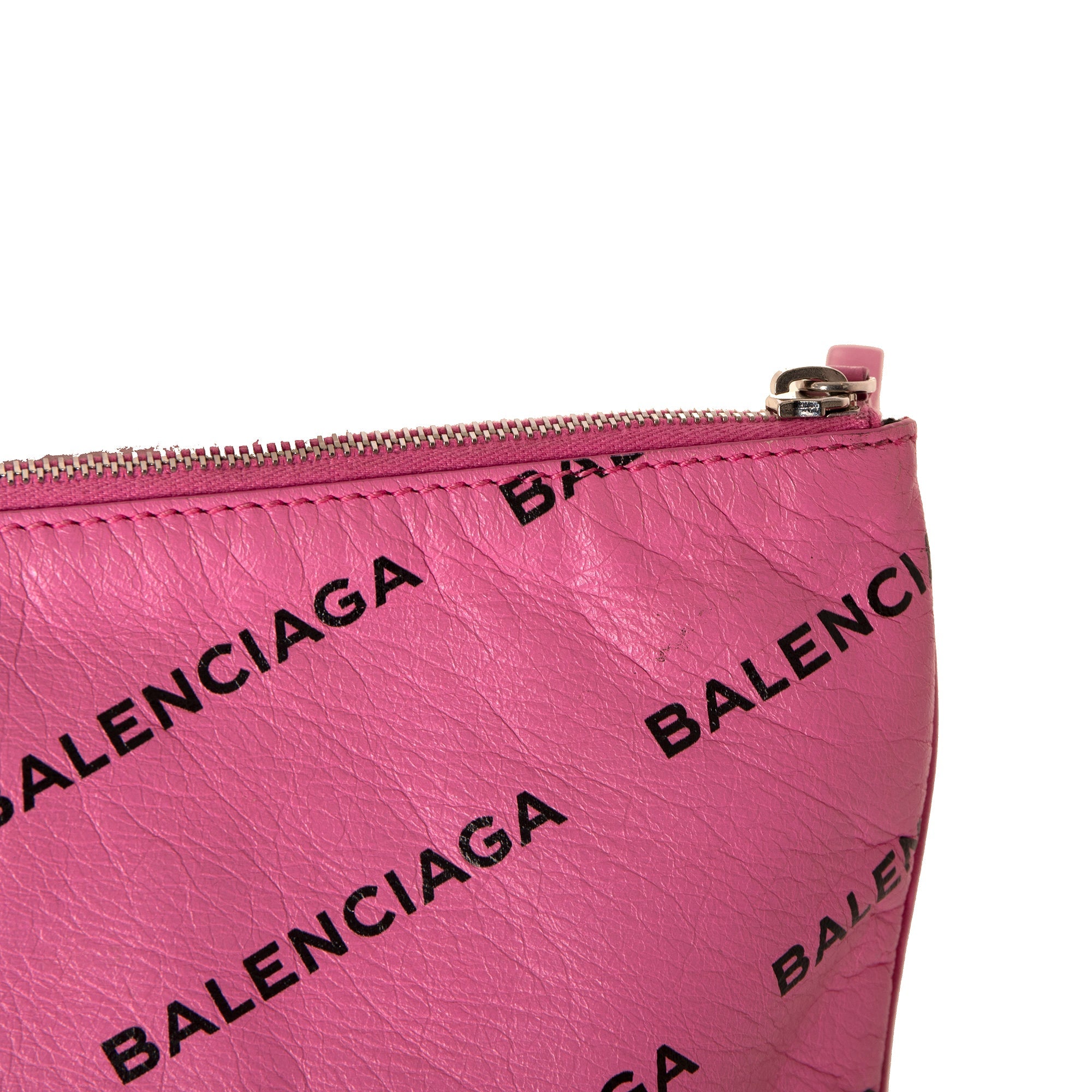 Balenciaga Logo Leather Bazar Pouch