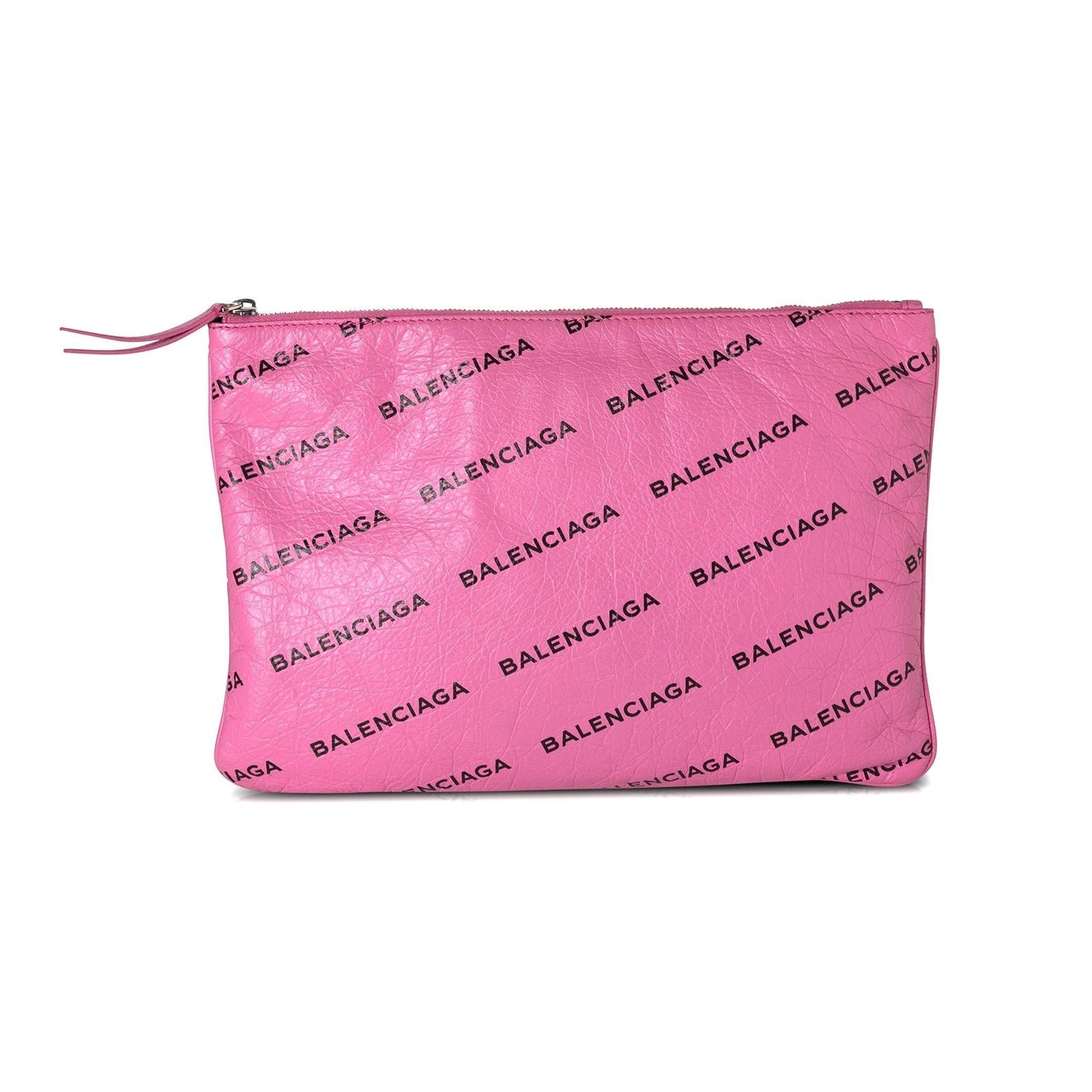 Balenciaga Logo Leather Bazar Pouch