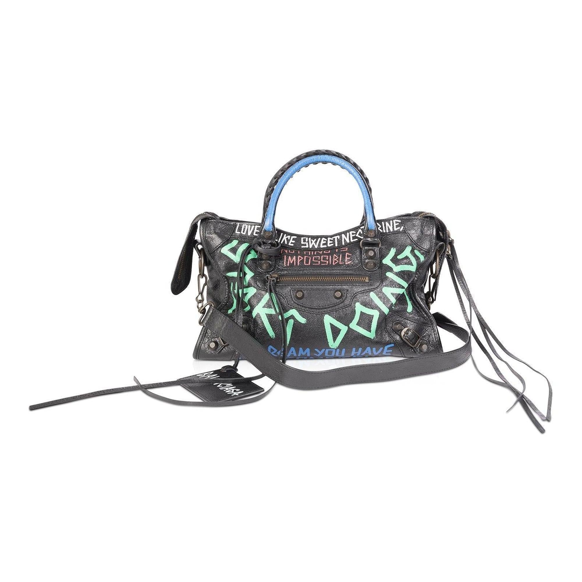 Balenciaga Motocross Classic Graffiti City Bag