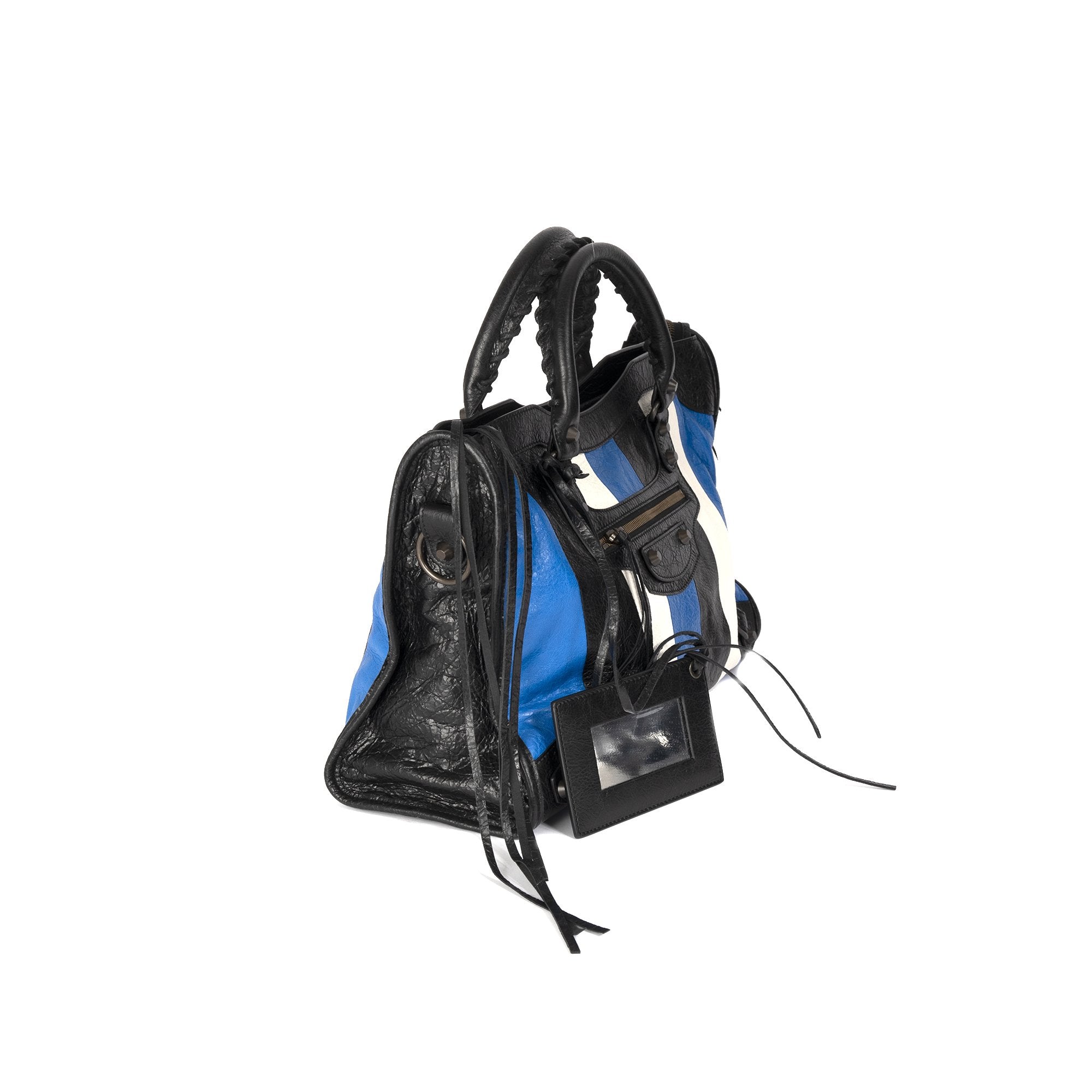 Balenciaga Striped Motocross Classic City Bag