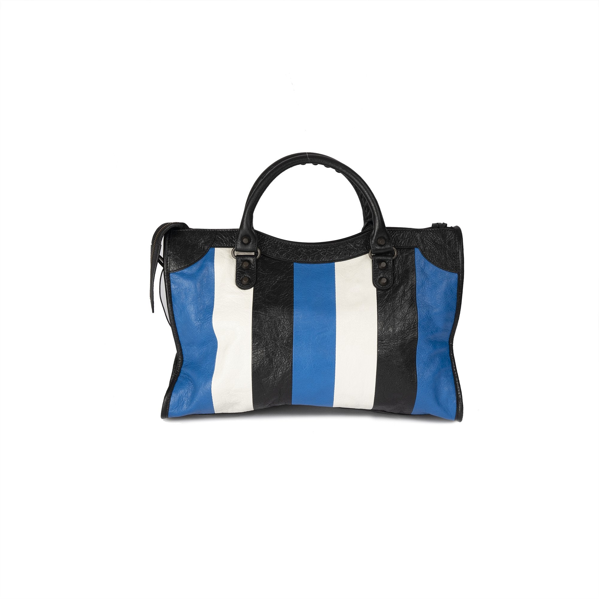 Balenciaga Striped Motocross Classic City Bag