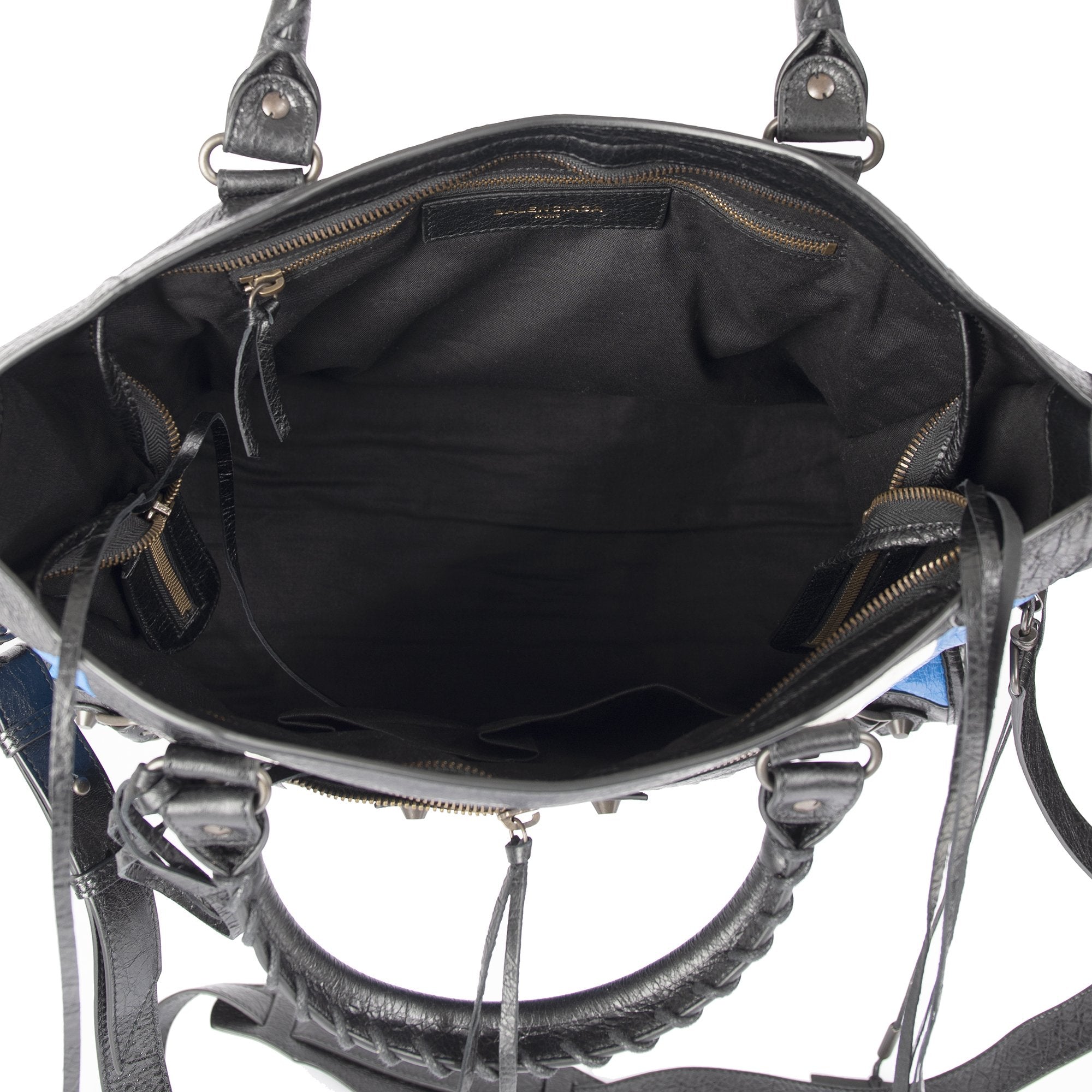 Balenciaga Striped Motocross Classic City Bag