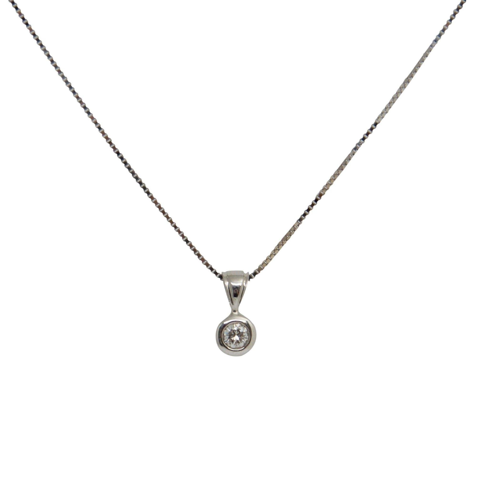 Bezel Set Diamond Solitaire Pendant Necklace