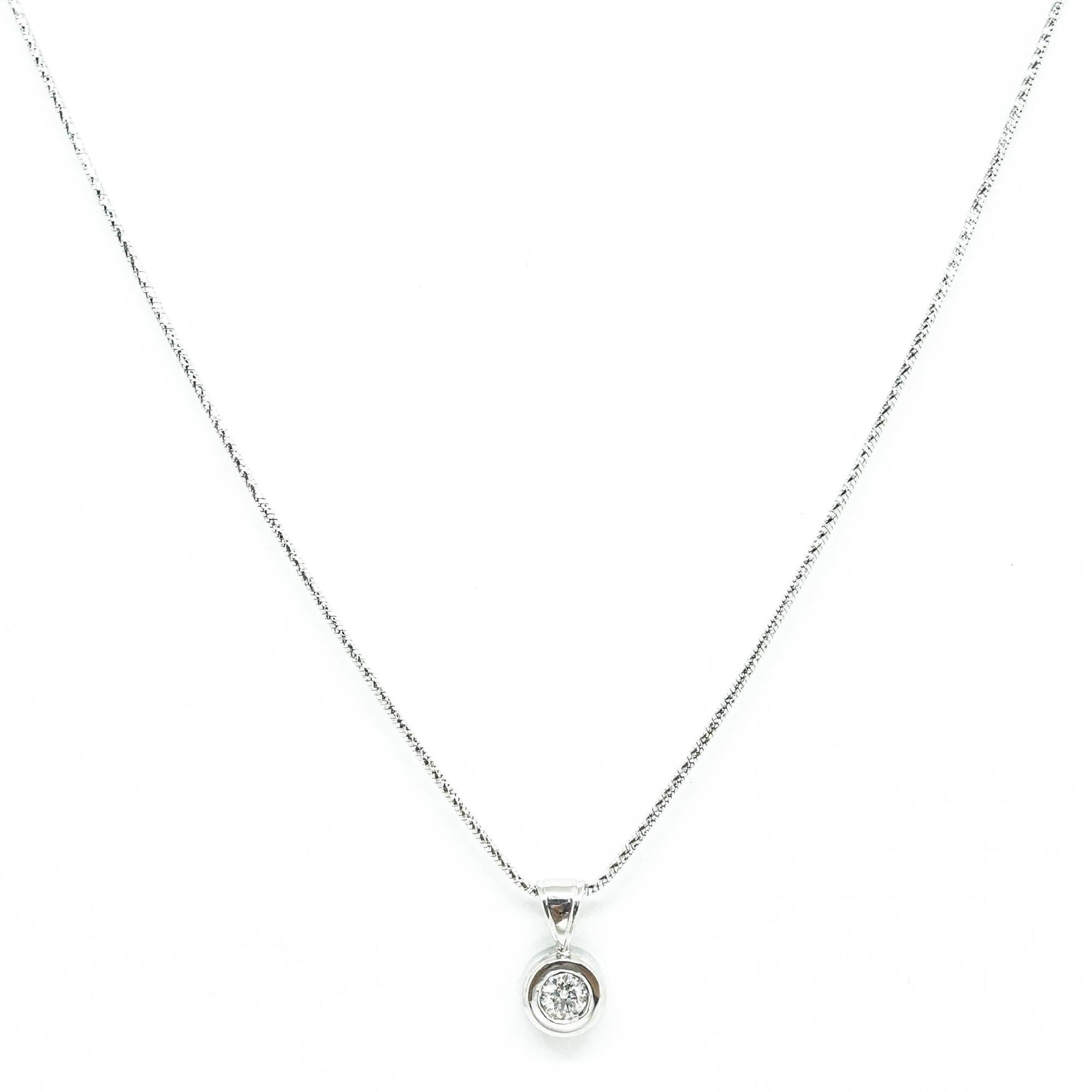 Bezel Set Diamond Solitaire Pendant Necklace