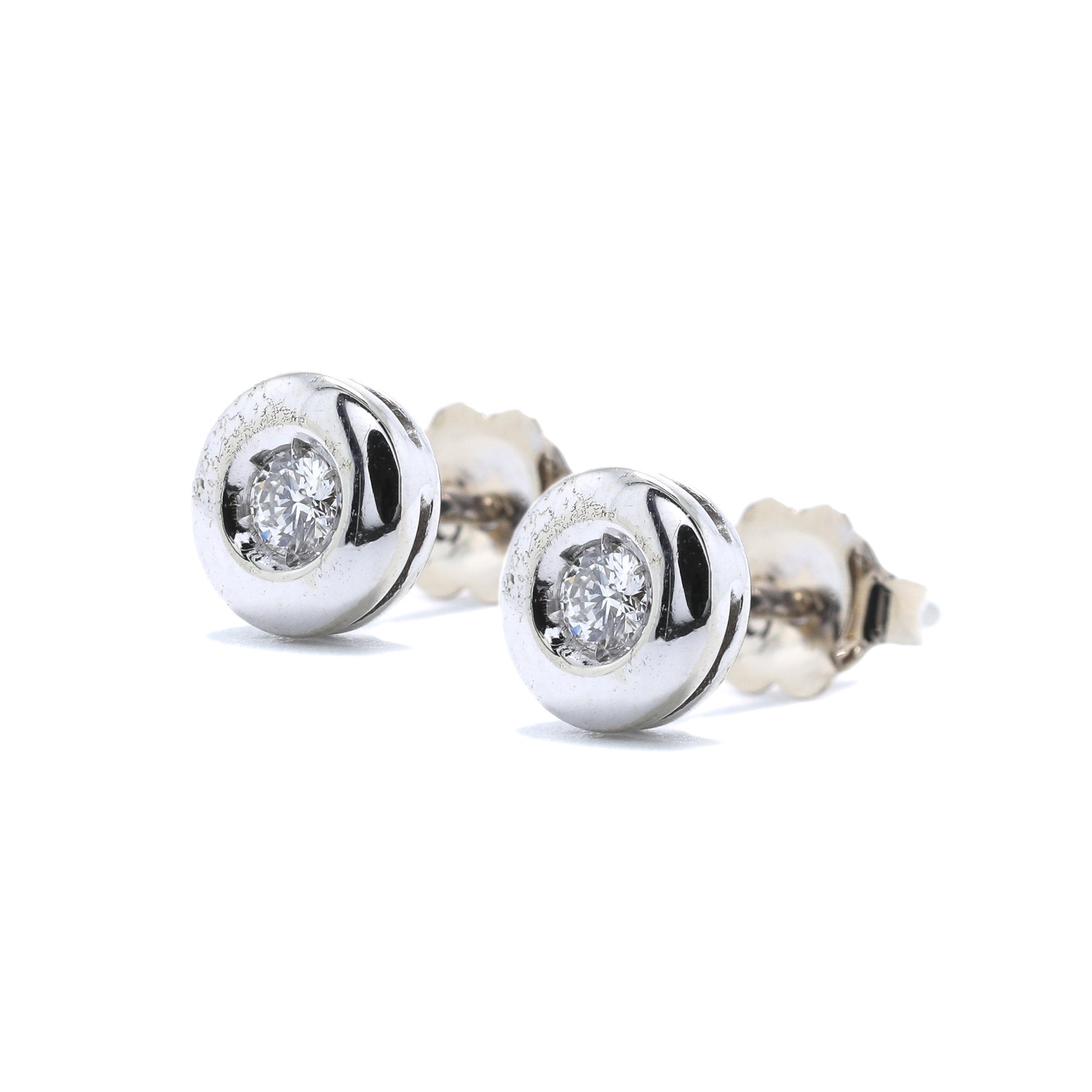 Bezel-Set Diamond Stud Earrings