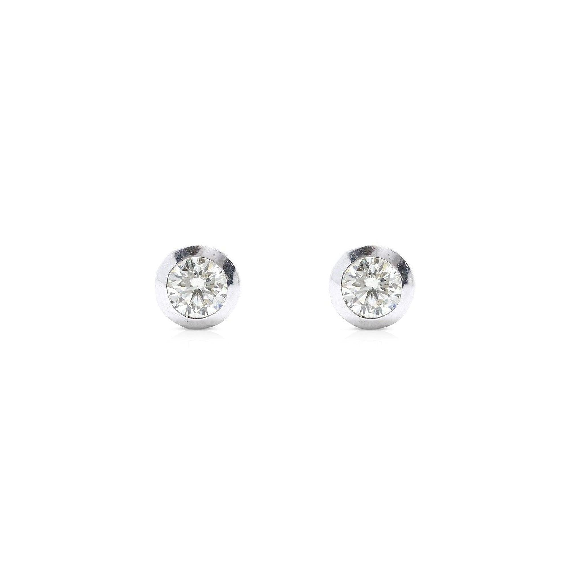 Bezel-Set Diamond Stud Earrings